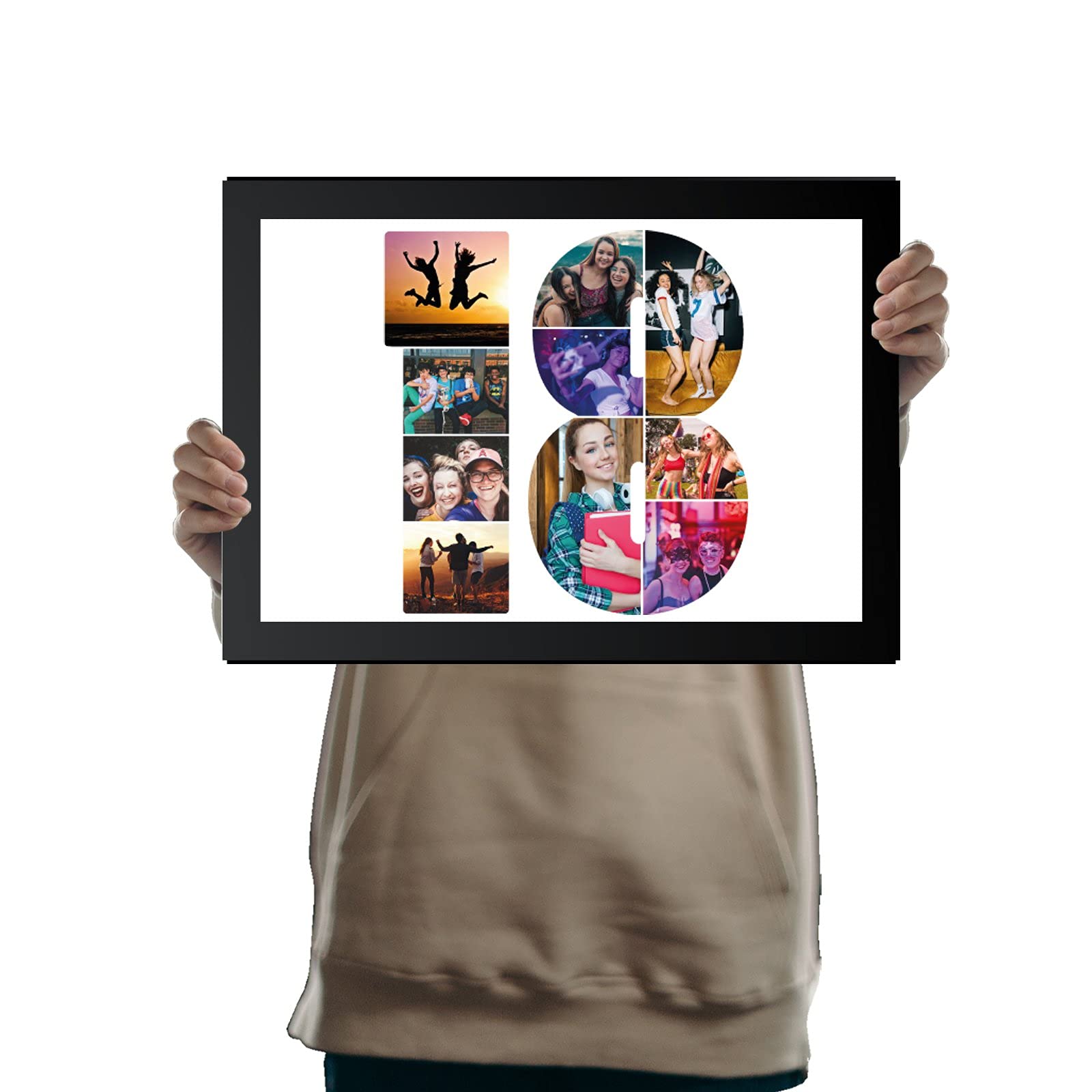 You Personalise Eighteenth Birthday Personalised Photo Collage Framed Black A4