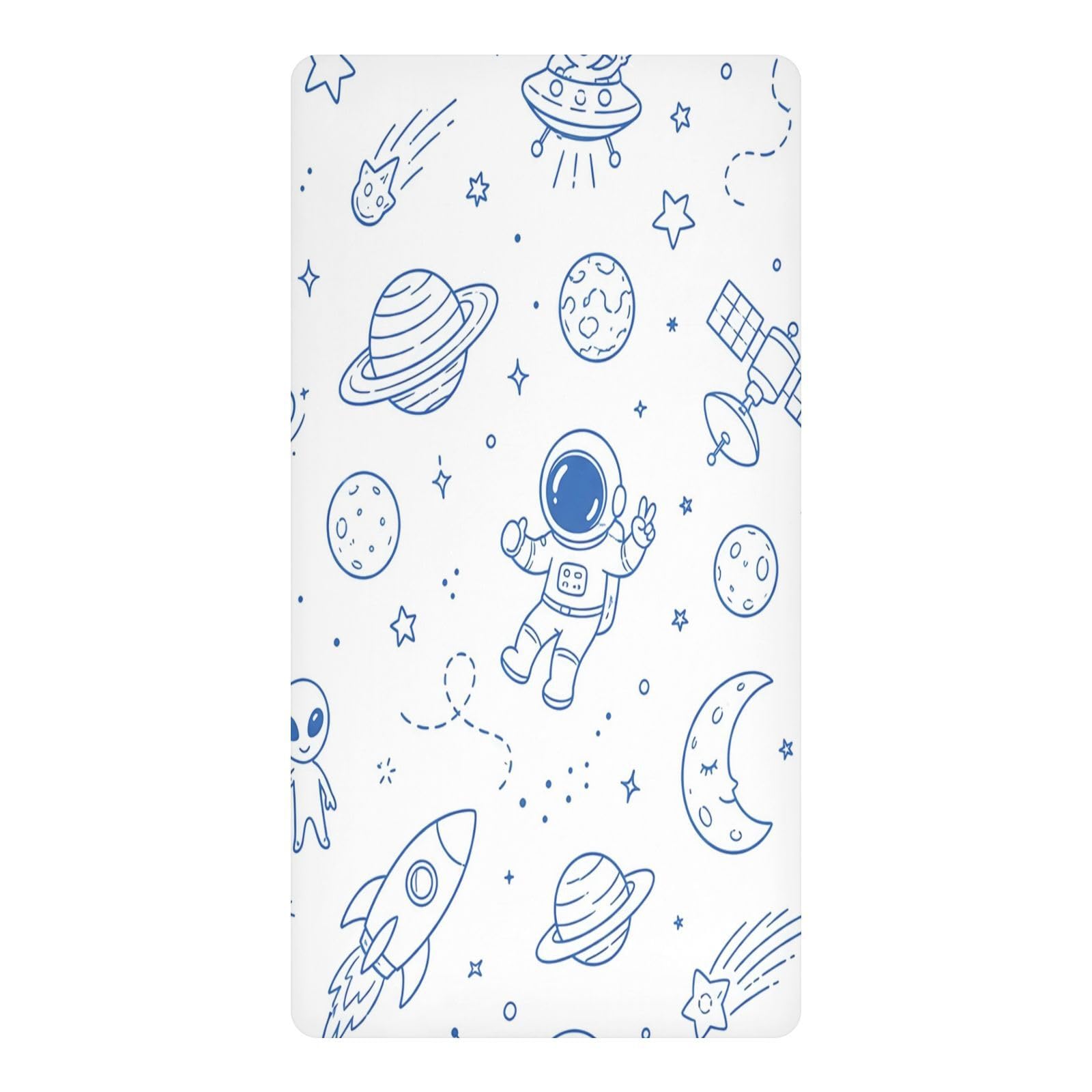 BOESI Space Doodle Waterproof Crib Sheet,Fitted Mattress Protector