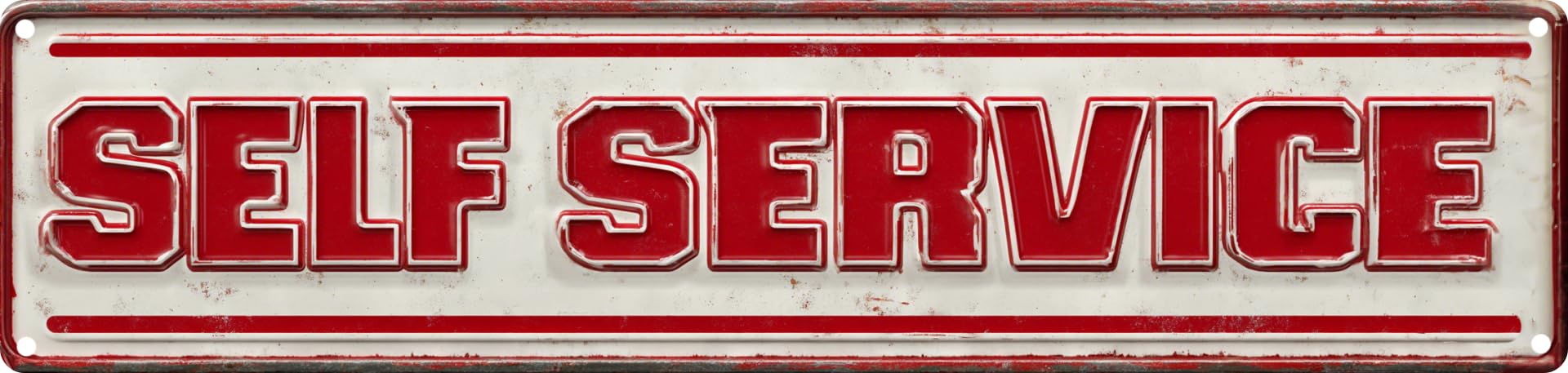 peiyeety Vintage Tin Sign Retro Metal Self Service Signs For Home Decor Stylish Wall Art Plaques Gift For Home Bathroom Kitchen And Wall Decor In Every Room 4x16 In