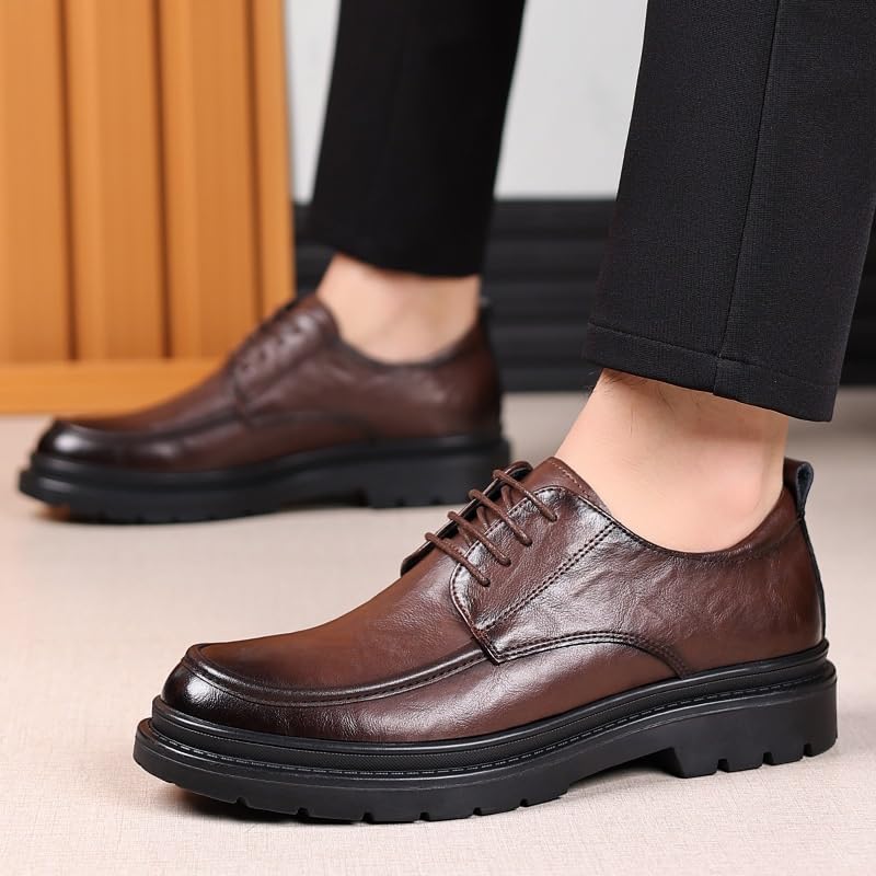 Men's Platform Dress Shoes Fashion Classic Lace Up Leather Heels Mens Brogue Oxfords Shoes3