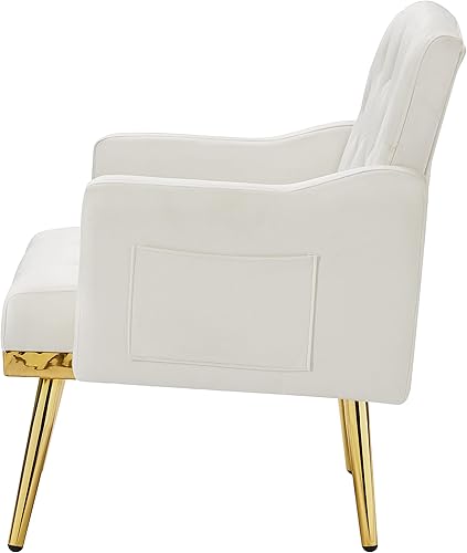 Miniatura 7 de Sofá con acento de terciopelo, moderno sillón tapizado con bolsillo para sala de estar, dormitorio, oficina, sala de recepción, sala de estar