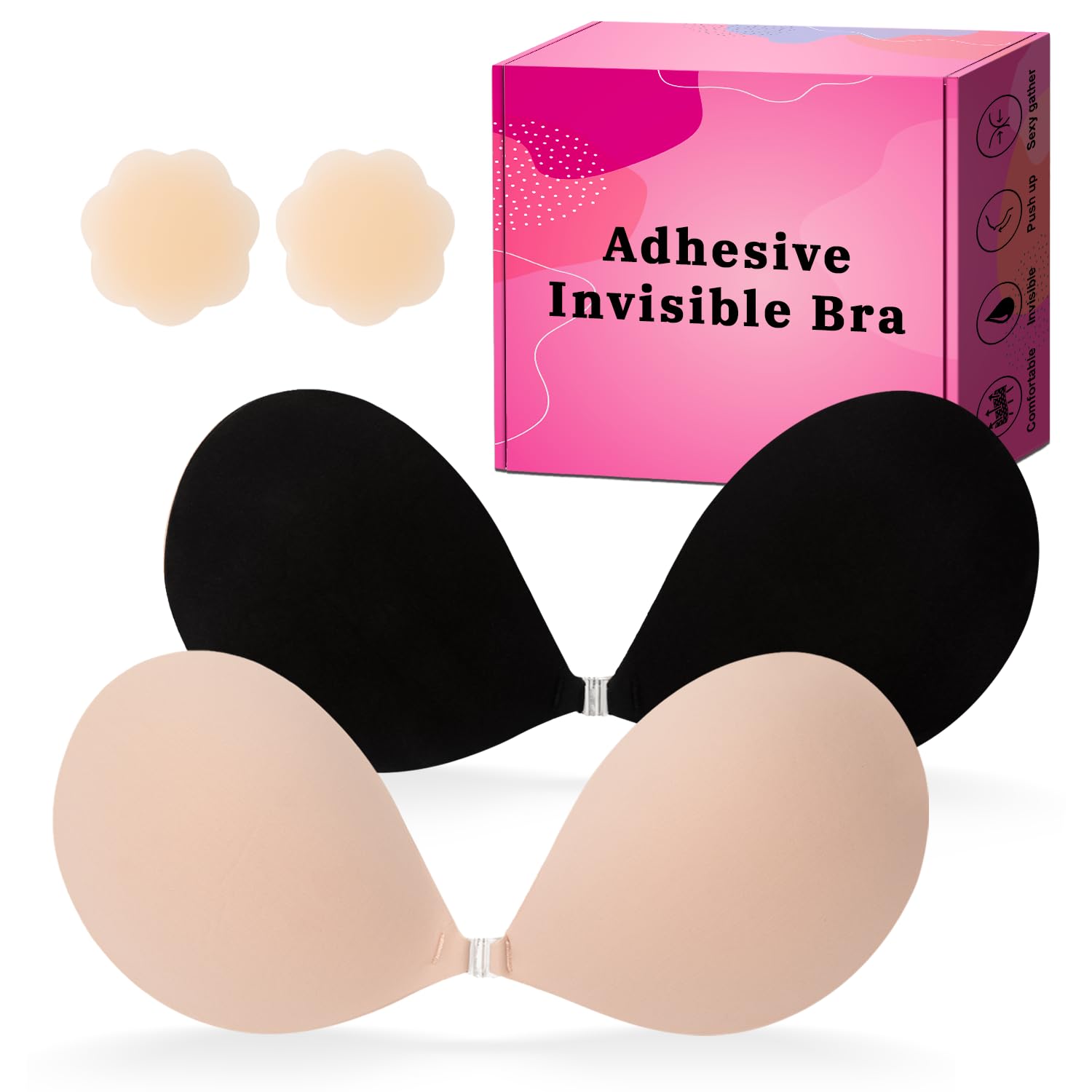 Invisible Strapless Sticky Bra with Nipple Covers