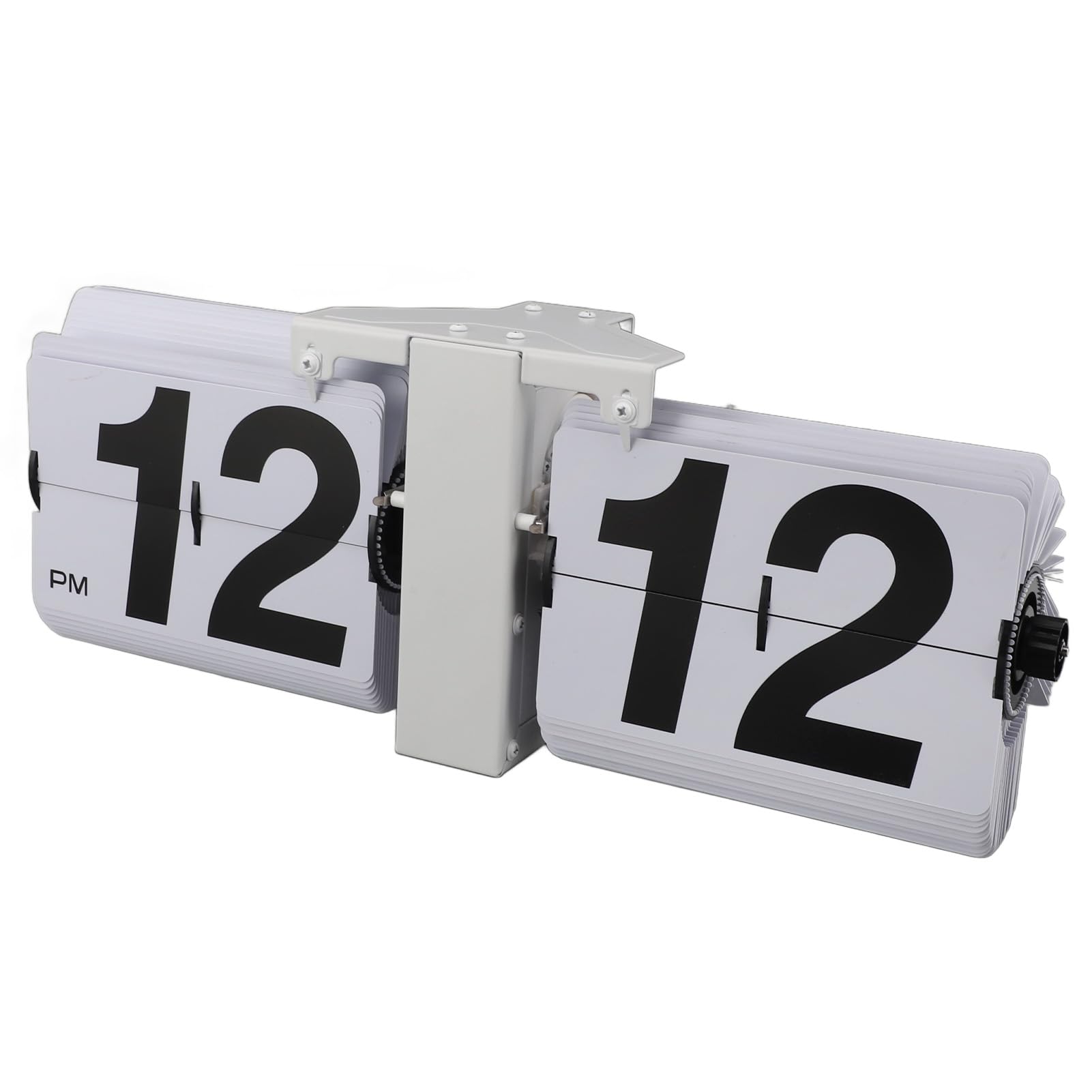 Alomejor Zegar z klapką w Stylu Retro, Mechaniczny Zegar na Biurko, Zasilany baterią, z Dużymi Cyframi, do Nauki i kolekcjonerów. Stal Nierdzewna 304 (WHITE)