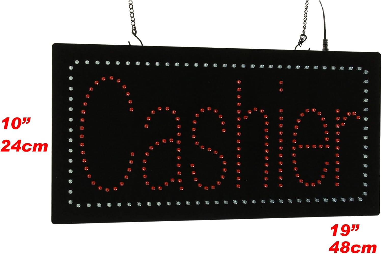 Cashier Sign, 19"x10", 48x24cm, TOPKING, LED, Neon, Florescent, Signage, Signboard, Display, Billboard, Screen, Grand Opening, Gift