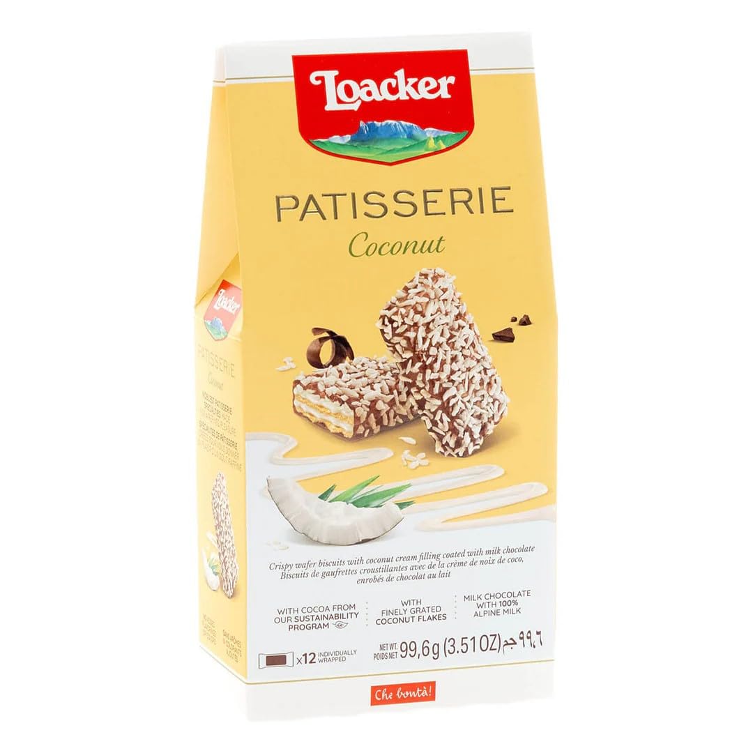 Loacker Patisserie Coconut, Chocolate Coated Specialty, 3.51 Ounce