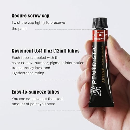 Miniatura 7 de Pintura acrílica, juego de 12 colores de suministros de pintura de 0.4fl oz, pinturas artísticas para adultos y niños, juego de pintura de