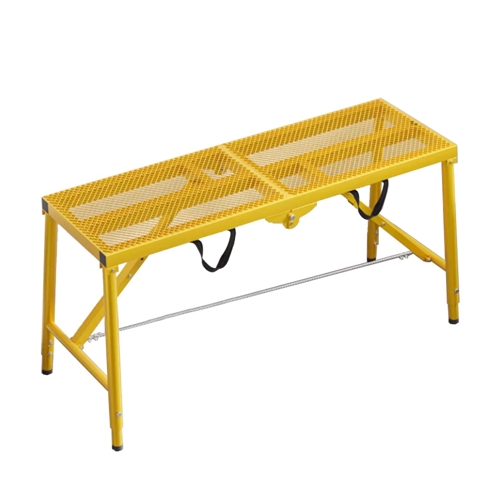 Andamio Plegable de Altura Ajustable para decoración del hogar, 150 cm x 30 cm de Ancho con pasadores, 120 cm, 140 cm y 180 cm de Largo, Amarillo.