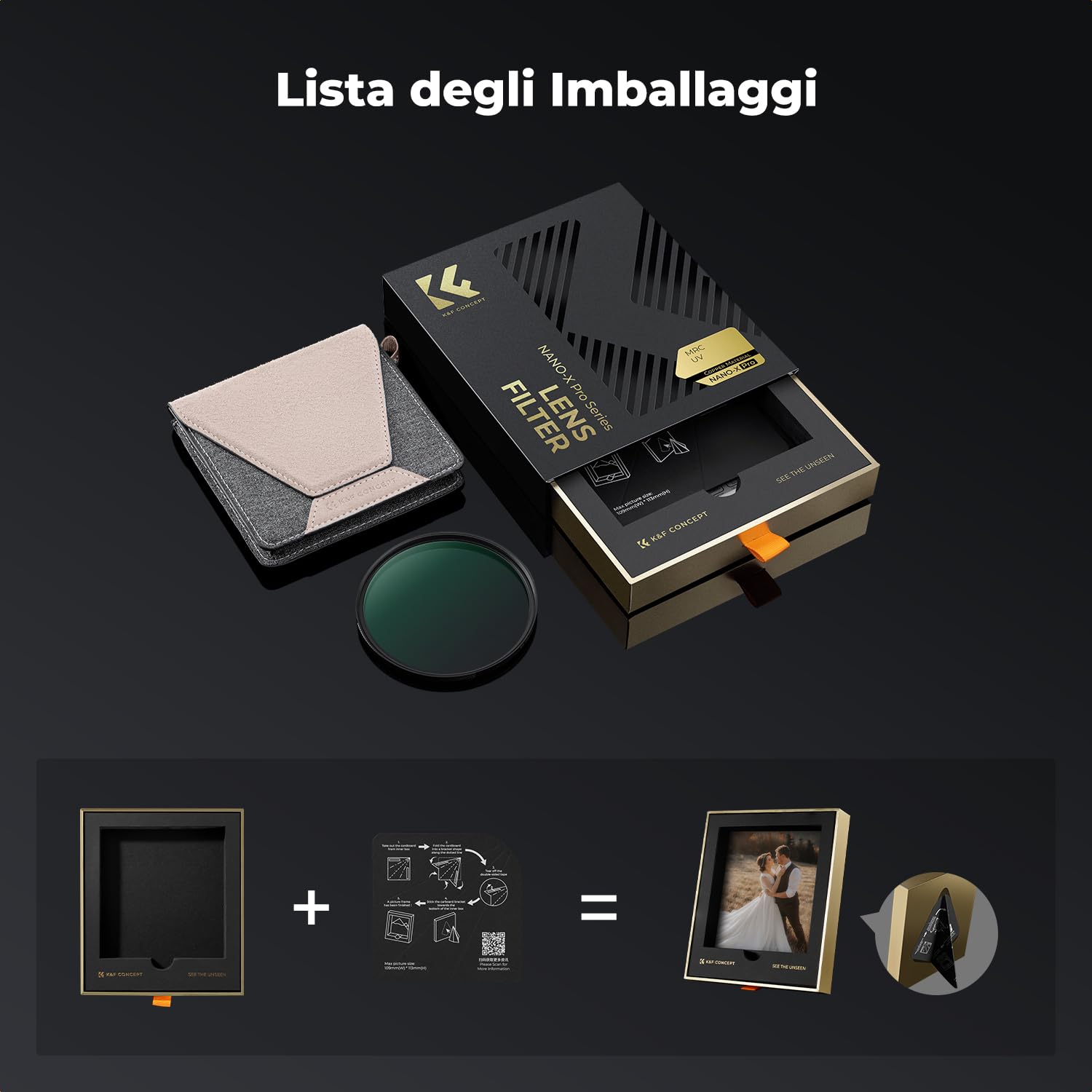 K&F CONCEPT Nano-Xcel Pro 67mm Filtro UV Professionale con Cornice in Ottone Ultrasottile, Vetro HD con Trasmissione del 99,8% Senza Vignettatura per Obiettivi Grandangolari