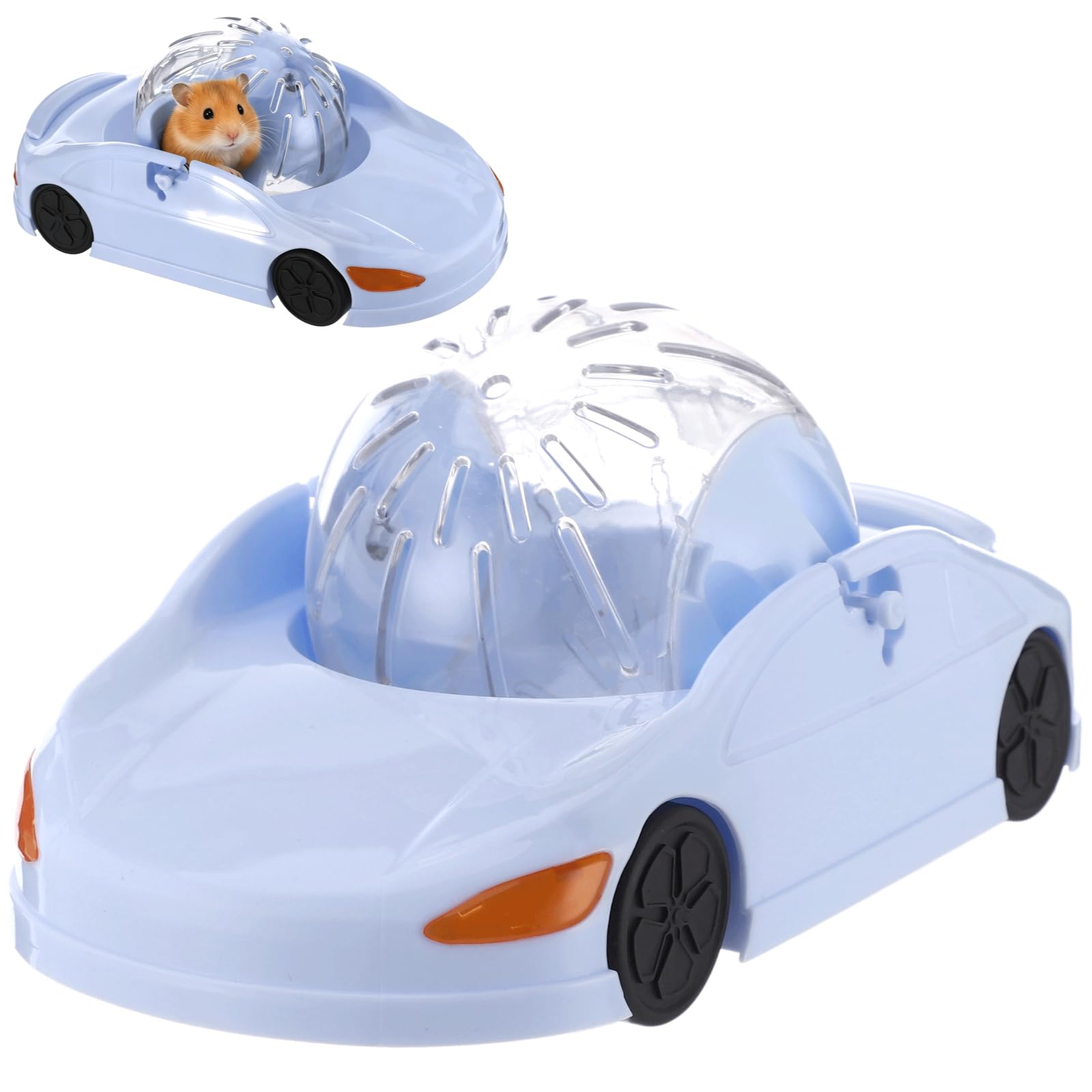 Hamster-Laufrad, Hamster-Auto-Laufkugel mit transparenter Kugel, 3 Modi, Spielzeug für Zwerghamster und Rennmäuse, leise, Stabiler Stand, 360° Sicht, leicht zu reinigen, Blau