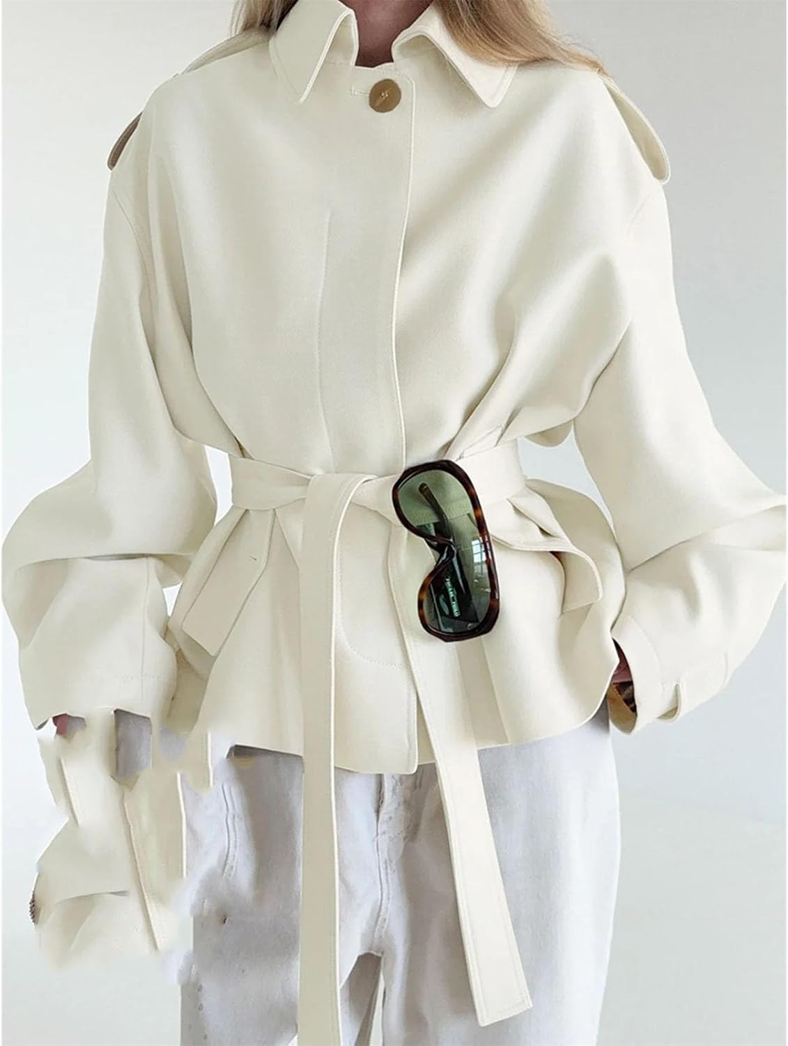 Women's Trench Coat Winter Fashion Solid Color Long Sleeve Shirt Collar Single Breasted Trench Coat