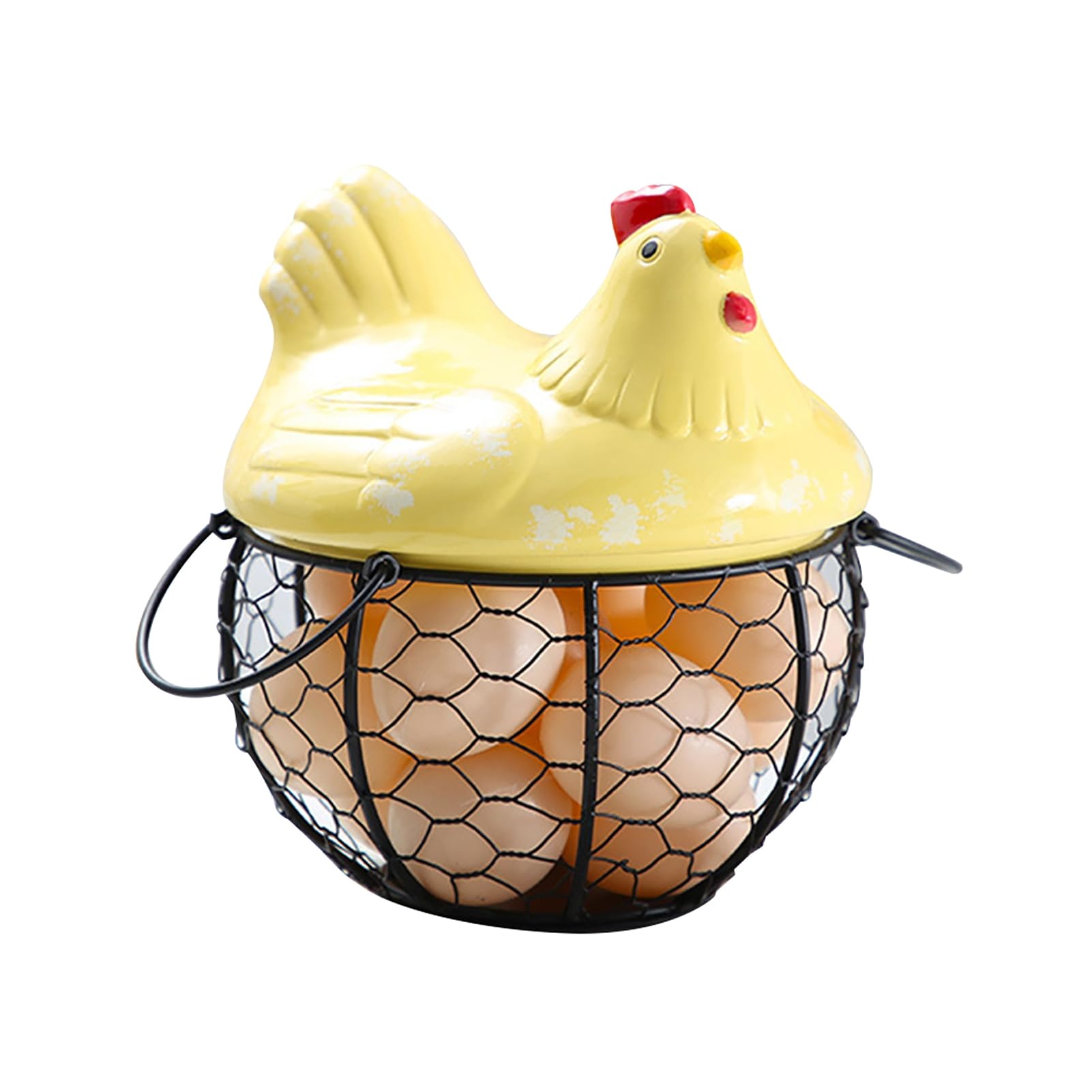 ulafbwur Iron Egg Storage Egg Storage Basket Chicken Shape Decoration Iron Anti-Slip Egg Storage Container for Kitchen Egg Storage Holder Egg Storage Container