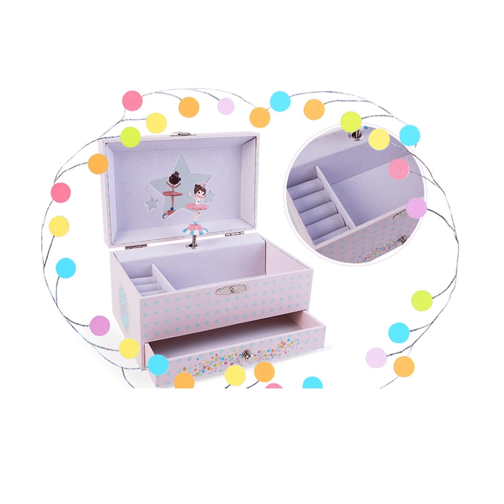SISWIM Cajas de música Niña Chica Joyería Almacenamiento Música Caja de Música Doble Caja Multifunción Música Caja de Música Rotating Baile Ballet Ladies Regalos Cajas de música para niñas
