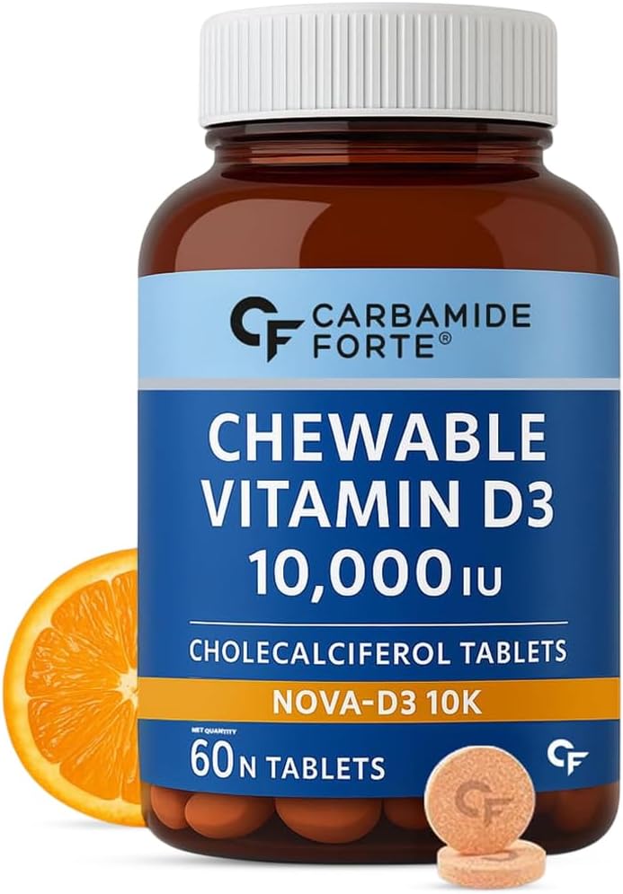 Vitamin D3 Tablets 10000 IU | Vitamin D Supplements For Women & Men - Cholecalciferol | Vitamin D Tablets For Bones & Immune Health | Raspberry Flavoured - 60 Tablets