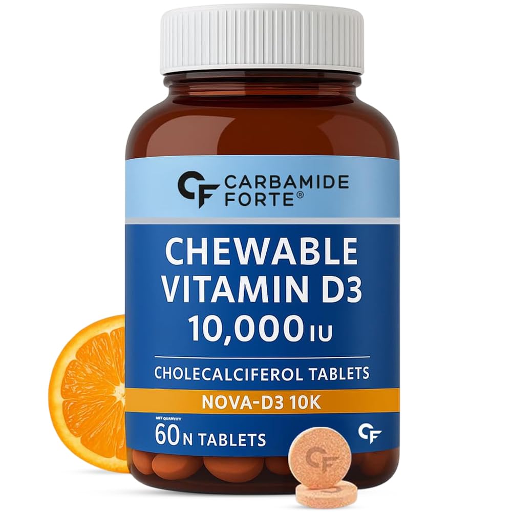 Carbamide Forte Vitamin d3 10000iu | Chewable Vitamin D Tablets | D3 Supplement for Bone & Immunity | Vitamin D3 Supplement for Women & Men | Orange Flavour - 60 Tablets-image-12