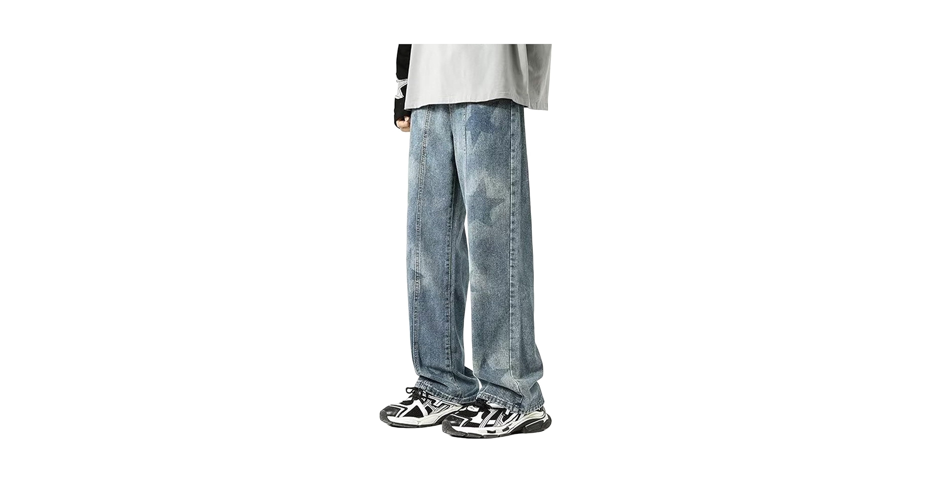 Men's Loose Fit Straight Leg Denim Jeans Y2K Baggy Wide Leg