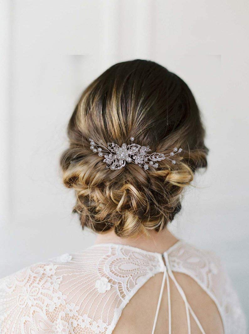 Pettine Per Capelli Da Sposa SweetV - Fatto A Mano - Argento - Accessorio Matrimonio