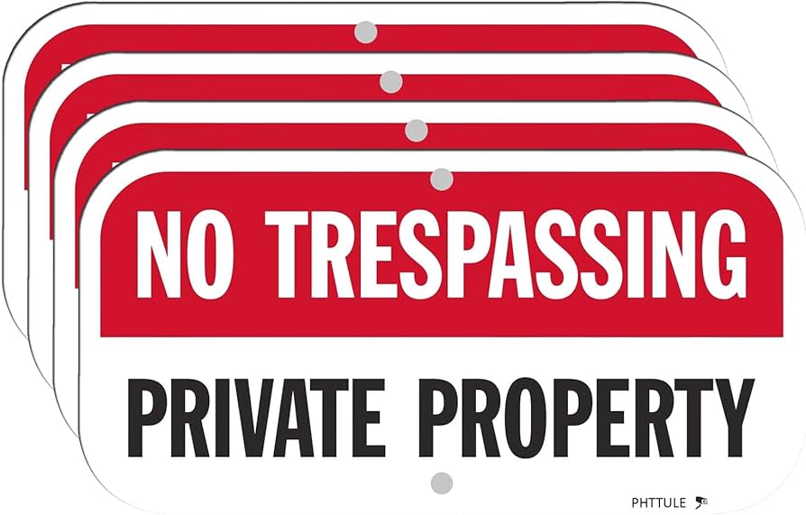 Amazon.com : PHTTULE No Trespassing Sign 4 Pack, Private Property No Trespass Sign, 6 x 12 Inches UV Printed 40 Mil Rust Free Heavy Duty Aluminum, Weatherproof Security Signs for Home and Business : Office Products amazon-com-phttule-no-trespassing-sign-4-pack-private-property-no-trespass-sign-6-x-12-inches-uv-printed-40-mil-rust-free-heavy-duty-aluminum-weatherproof-security-signs-for-home-and-business-office-products