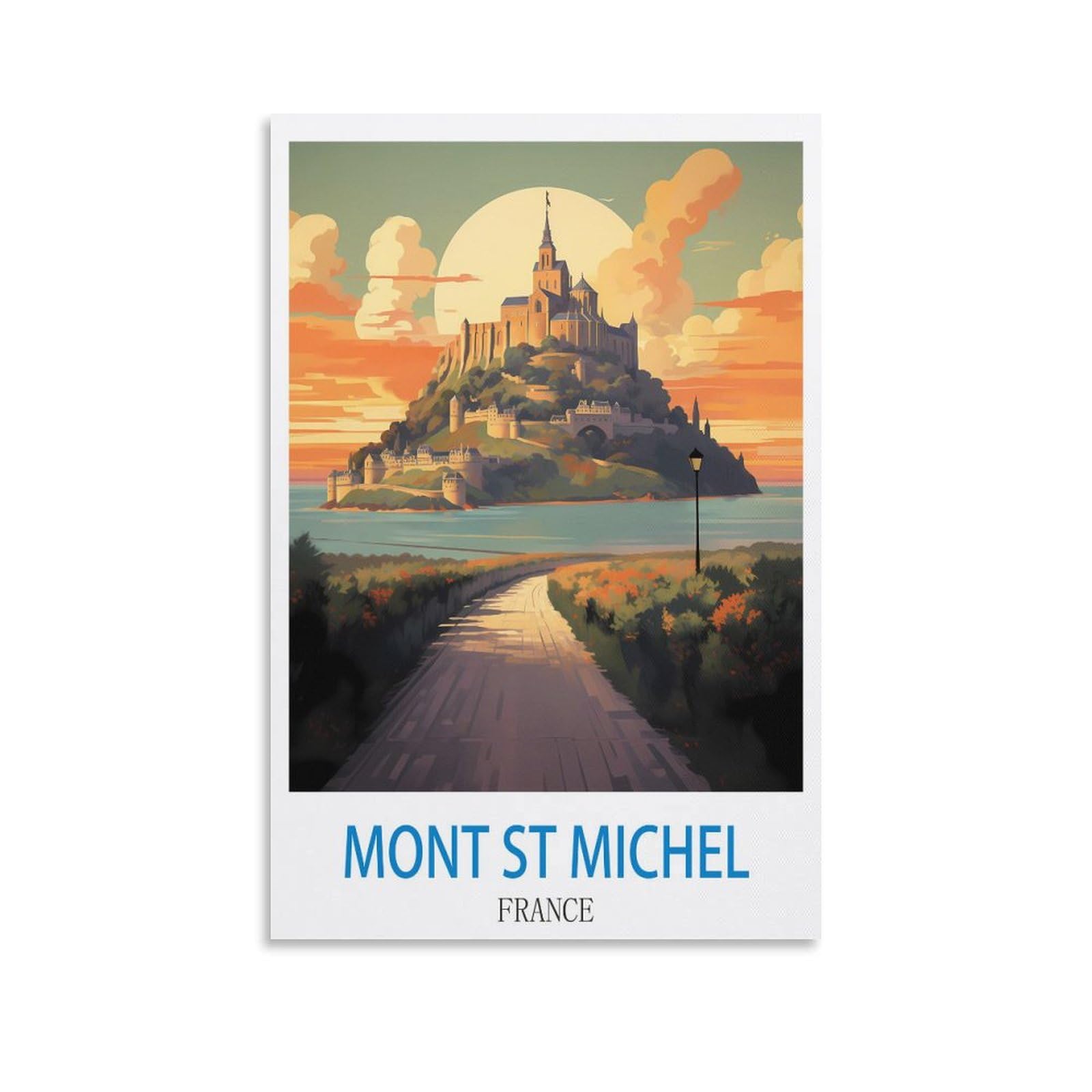 Ndoud Unframe-Style Mont St Michel France Vintage Travel Poster 16X24inch(40X60cm) Wall Art Picture Print Canvas Painting For Living Room Home Decor
