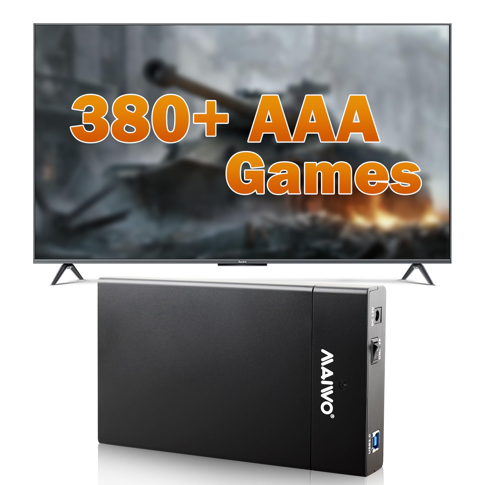 12TB Retro Gaming Hard Drive Emulator Console with 380+ AAA PC Games, Retro Gaming Console, Plug & Play Video Games for PC, Emulator Console Support Windows 8.1/10/11