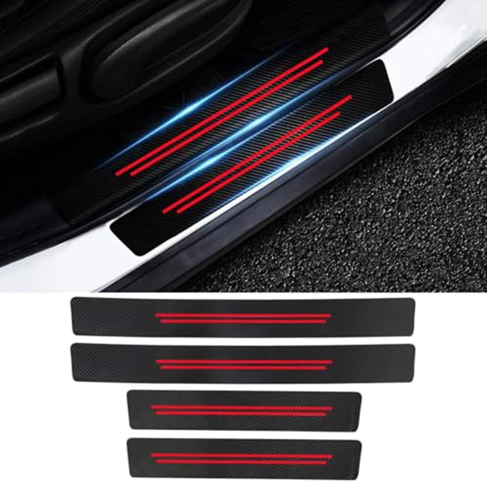 Eiwxefqt B 4Pcs Car Door Sill Protector Strips, For Vw Tiguan 3 Typ Ct1 2024- Car Door Sill Scuff Plate Kick Plates Lack Rubber Anti-Scratch Trim Cover,