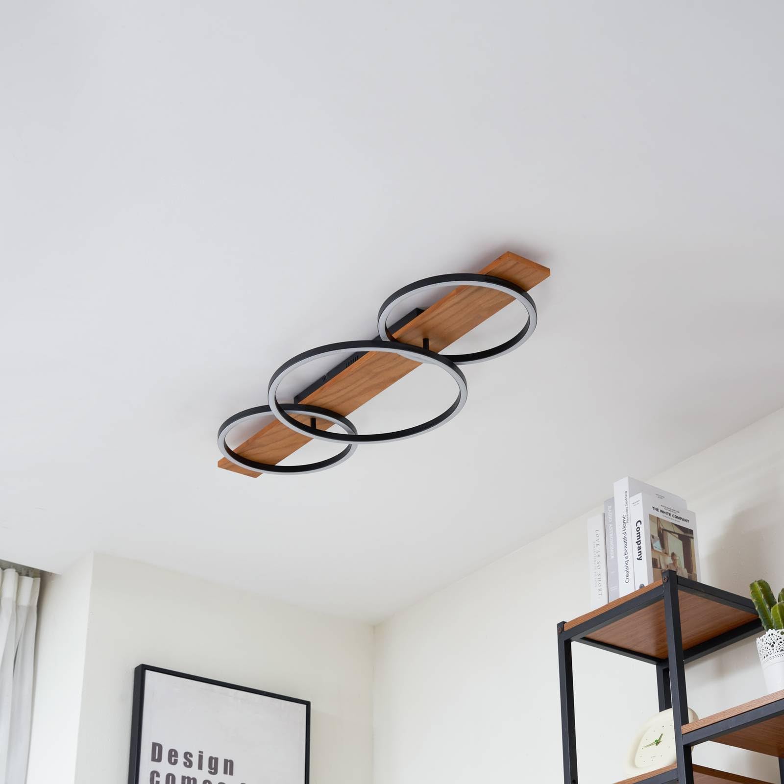Lindby LED Deckenleuchte Galad dimmbar (Modern) aus Holz (3 flammig,) - Lampe Deckenlampe Wohnzimmerleuchte