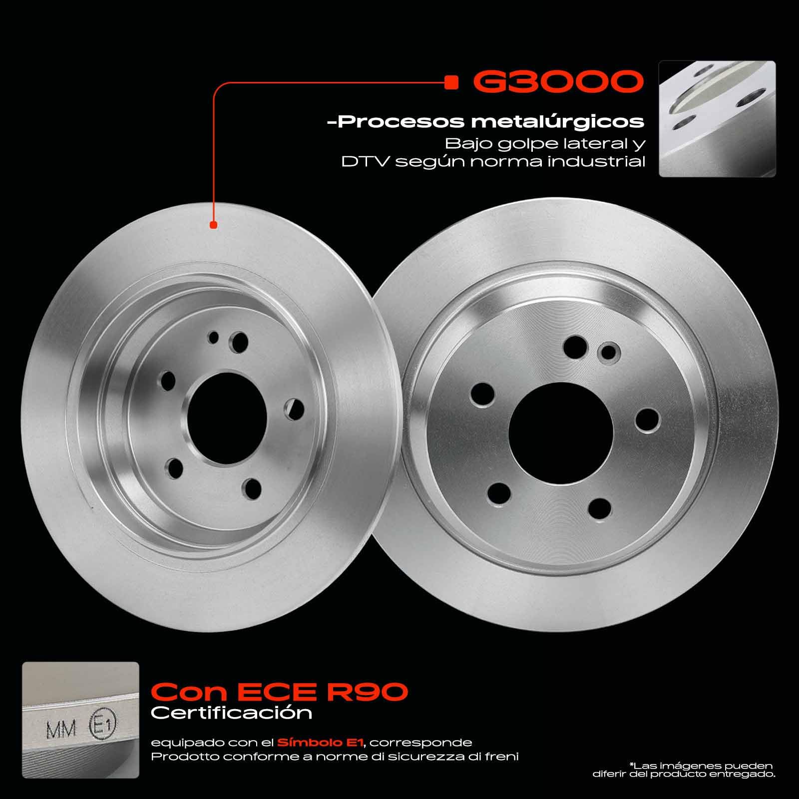 Frankberg Juego de frenos con 2 discos de freno y 4 pastillas de freno traseras, compatible con Vito Bus W639 Vito/Mixto Kasten W639 Viano W639 Replace# A0064204420