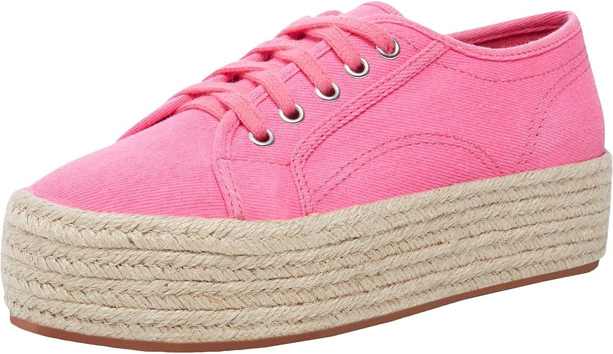 WILD PAIR Womens Pink Espadrille Cushioned Sofeya Round Toe Platform Lace-Up Athletic Sneakers Shoes 9.5 M