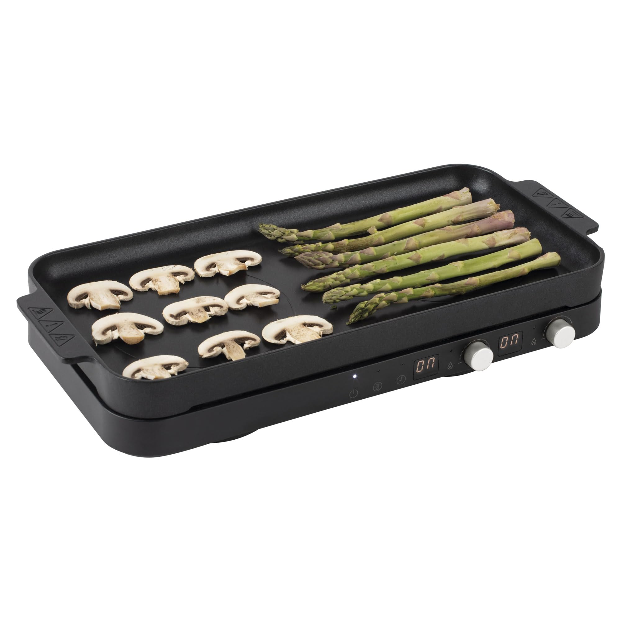 JATA JEVI1470 - Placa Induccion Portatil de 2 Fuegos + Plancha Cocina. 2800 W. Con tapa Antisalpicaduras. Hasta 230ºC. Con Temporizador de 99 minutos.