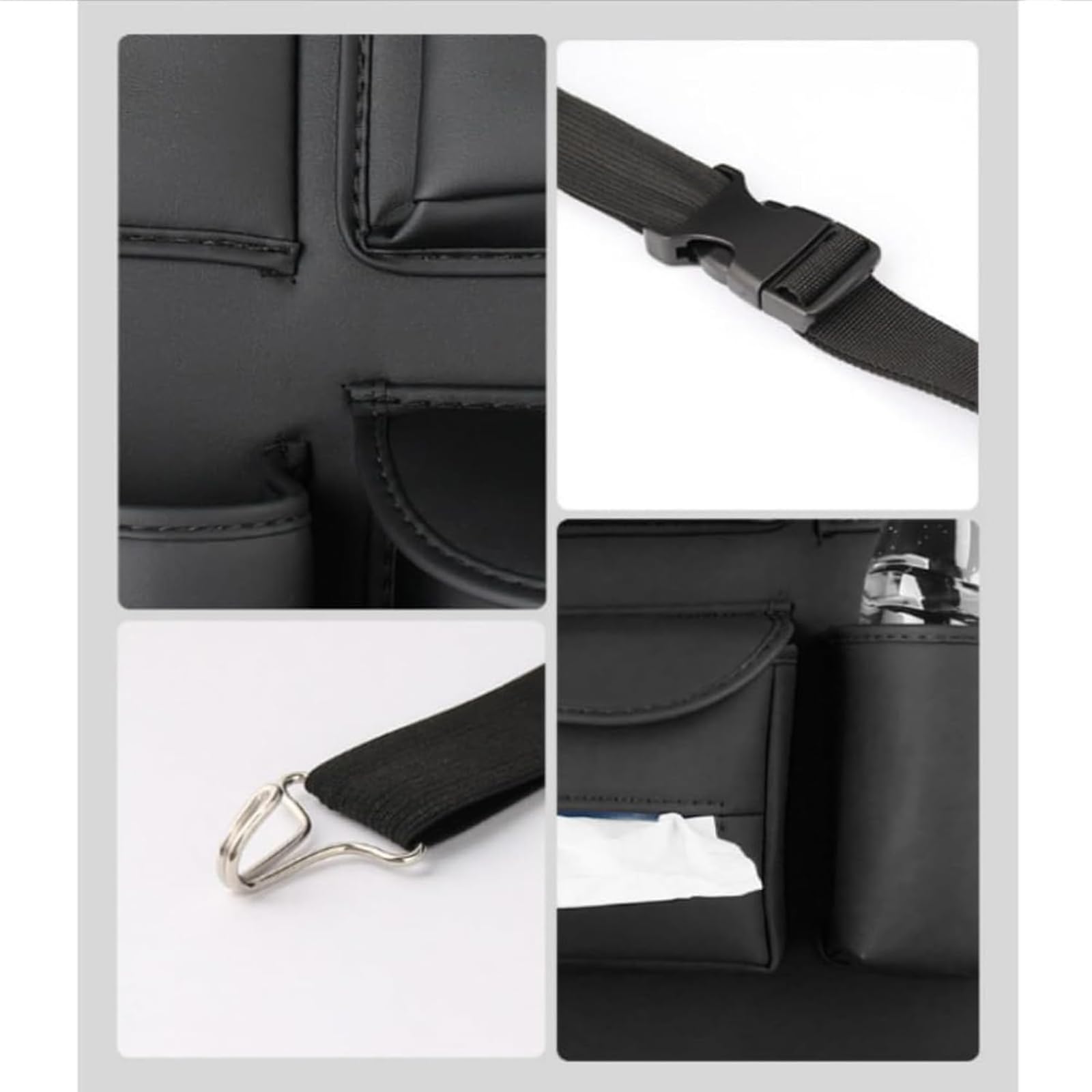per Citroen DS3 C5 C3 C2 C4 C6, Organizzatore Sedile Auto Protezione Schienale in Pu Impermeabile 6 Multifunzione Universale Tasche Tutte Le Auto,Black
