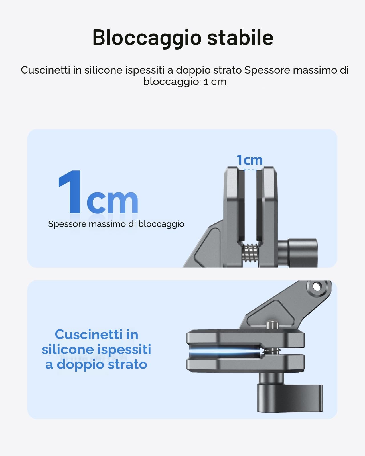 TELESIN Supporto in alluminio per parabrezza moto con morsetto clip, compatibile con Hero 13 12 11 10 9 Insta360 X5 X4 X3 Ace Pro DJI Osmo 360 Osmo Action 6 5 Pro 4 3 2 Accessori per moto e action cam