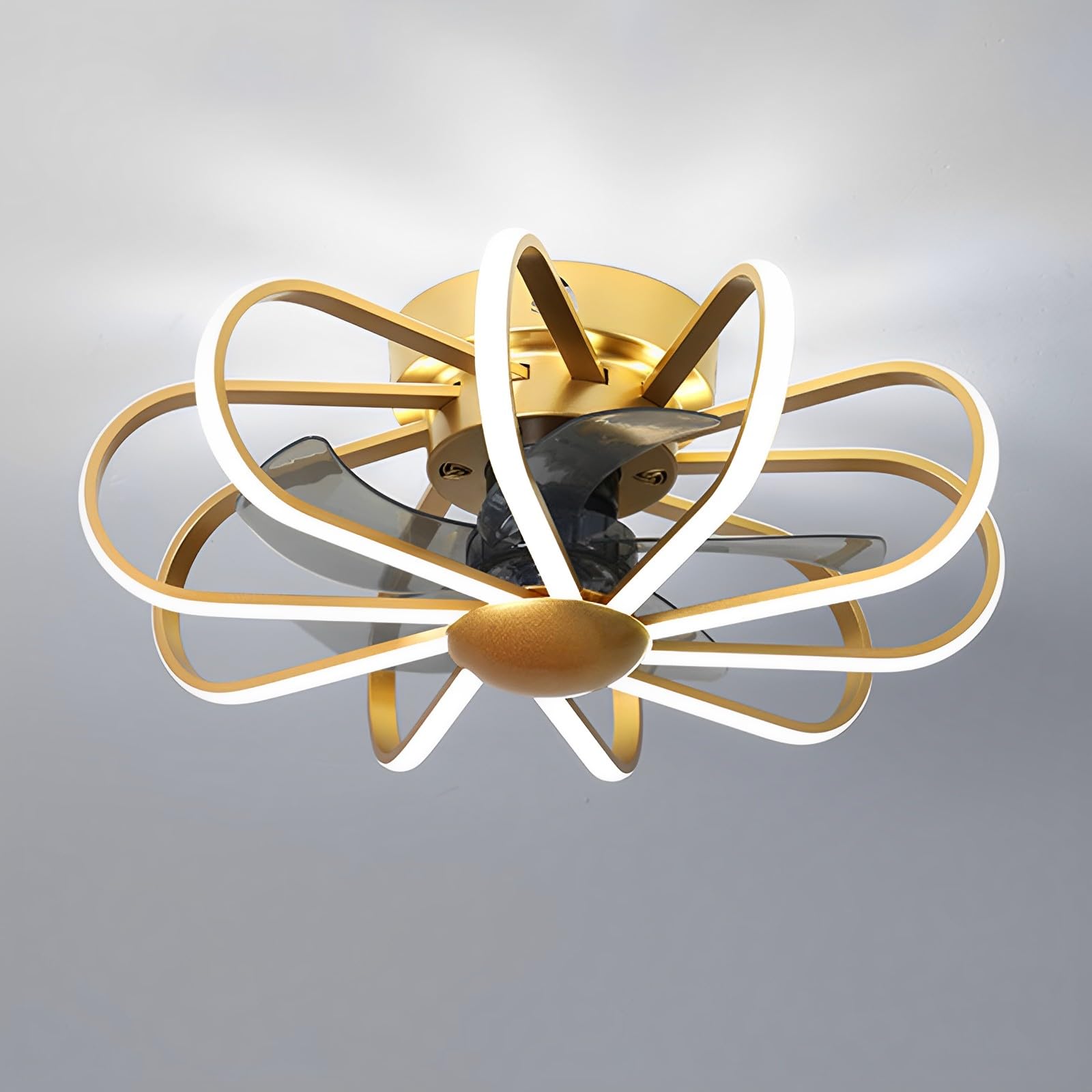 KXEcoLife 23in Ceiling Fans with Light Indoor Remote 3 Speeds Fan 112W LED Lighting Creative Mute for Bedroom Dining Room Living