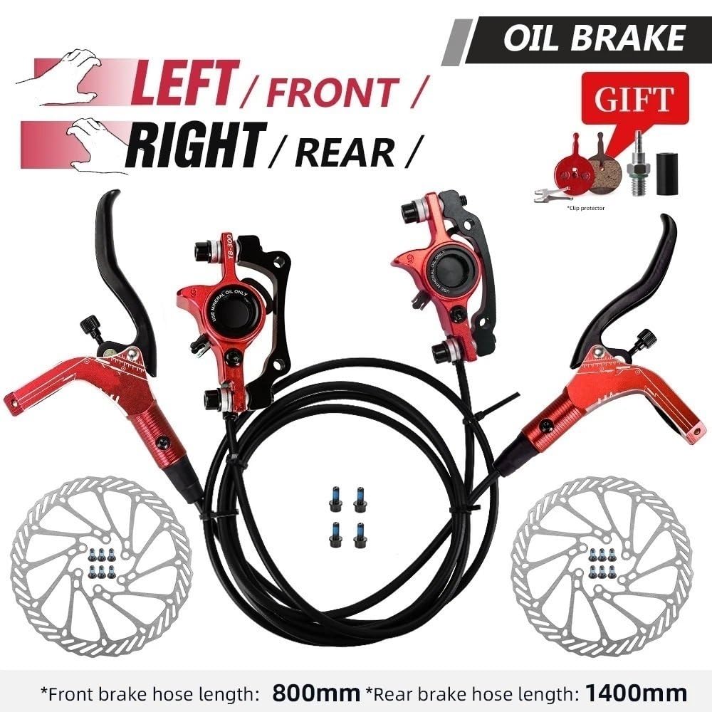 rower tylny bęben hamulcowy Rower MTB hydrauliczny hamulec tarczowy 160mm wirniki zacisk olejowy płyta przedni tylny zacisk górski 22.2mm uchwyt słupek tylny bęben hamulcowy(Red-LFRR-160mm)