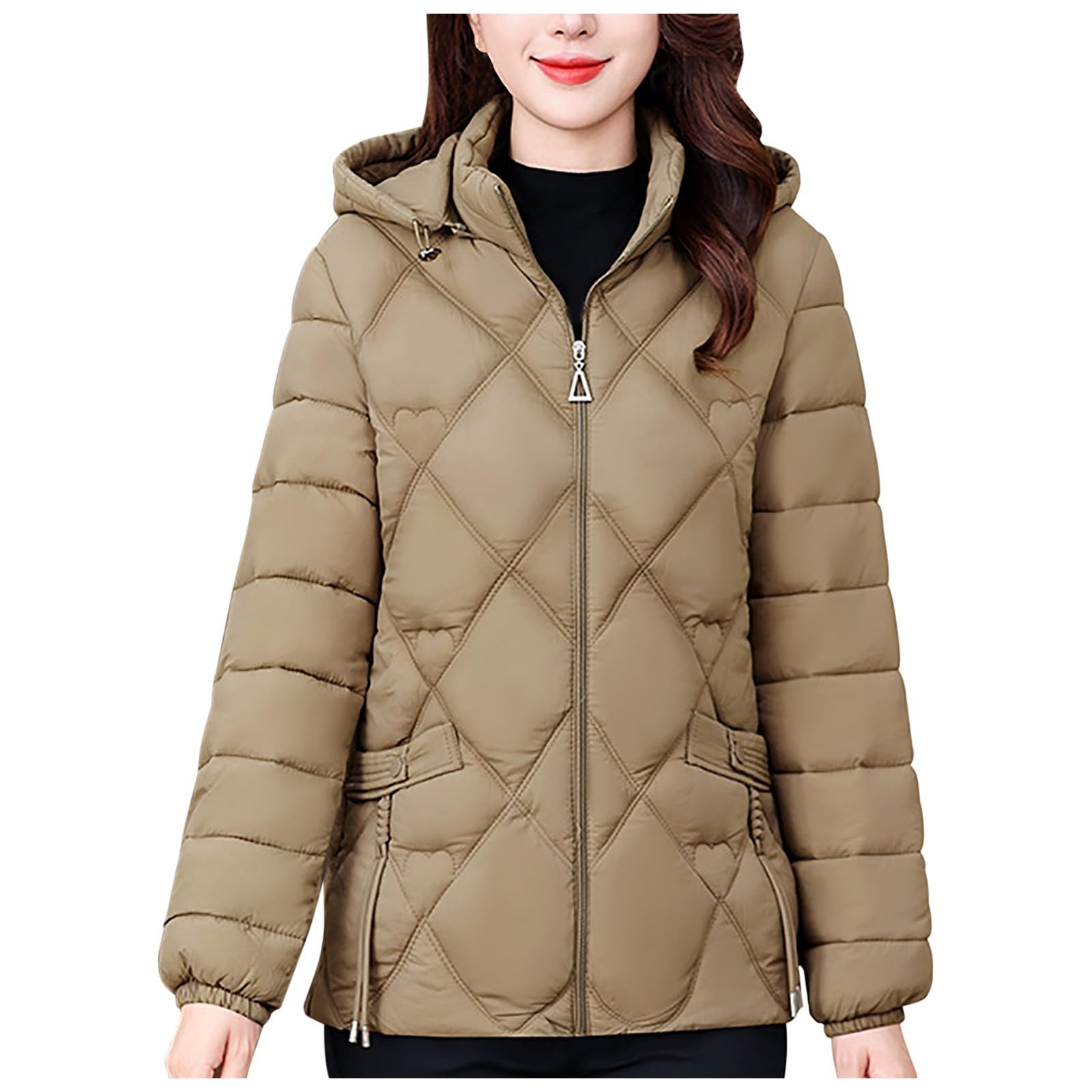 Generico Piumini Donna Leggeri, Giacca Trapuntata Donna Leggero Trapuntato Con Cappuccio Ultra Leggero Giacca Invernale Antivento Tinta Unita Casual Caldo Giacconi Per Tempo Libero