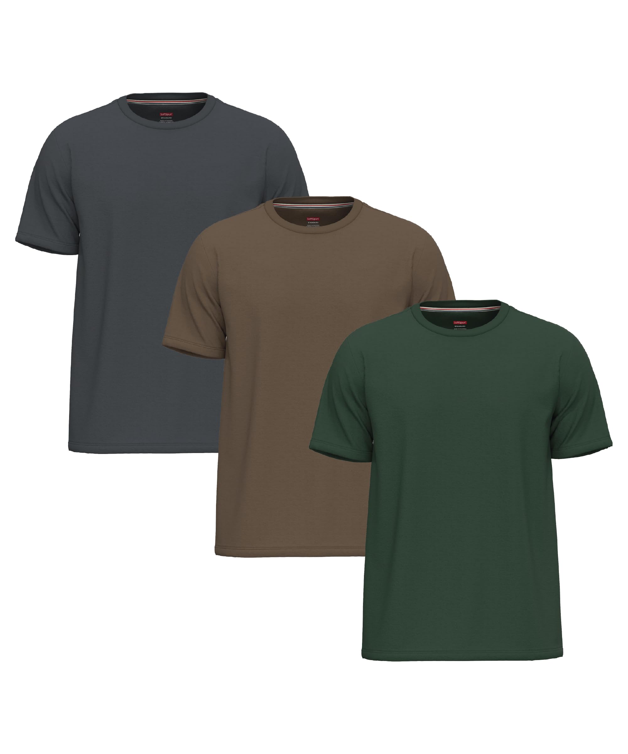 Softspun Men's Pack3 [Mineral Collection] 3 Pack T-Shirts Tshirts Multipack Teeshirt Pack Tees Shirt Pack T-Shirt For Plain Shirt Plain Shirts Man