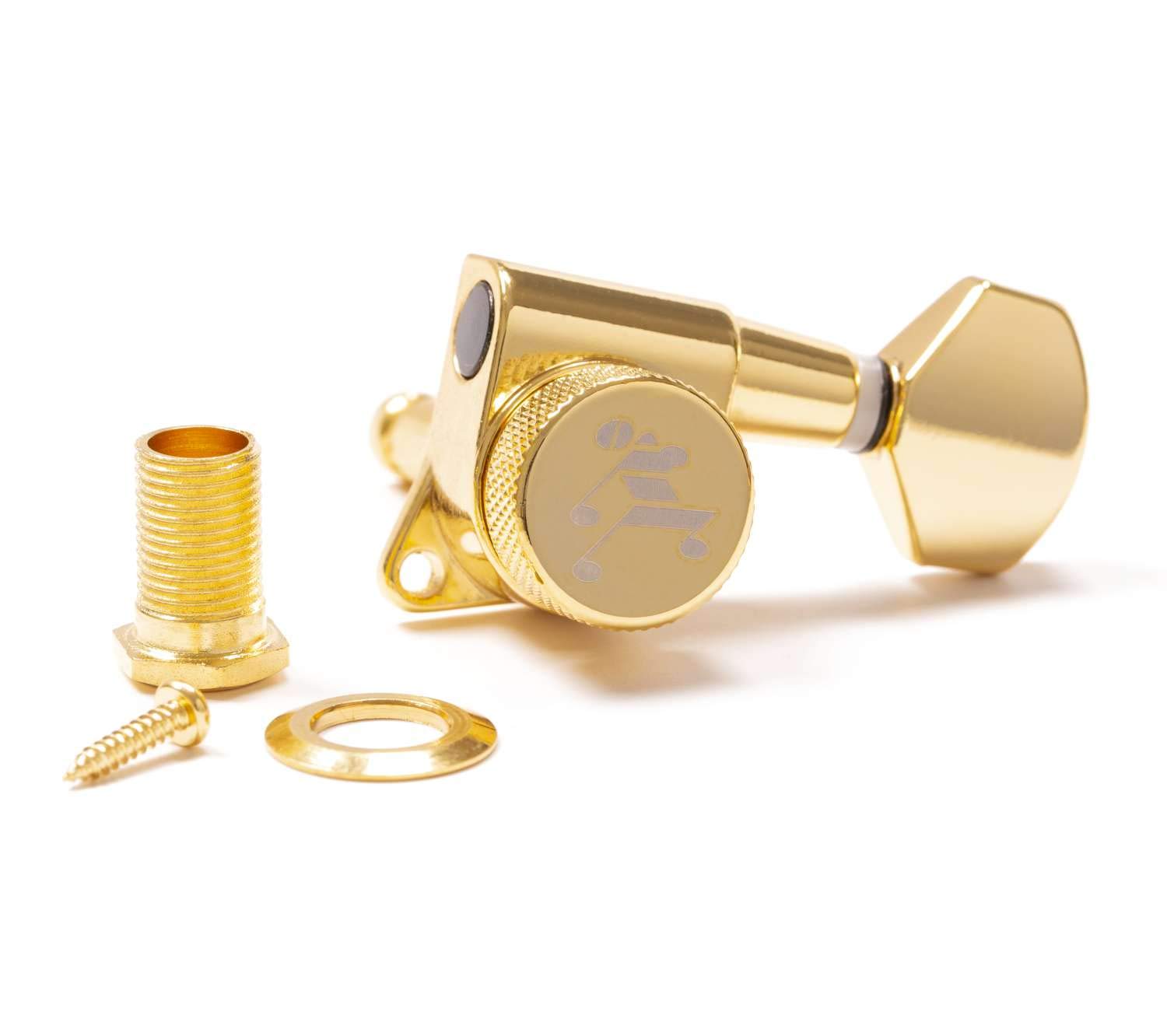 Genuine Tone Ninja 19:1 Locking Tuners, 6 Inline Staggered set, Gold