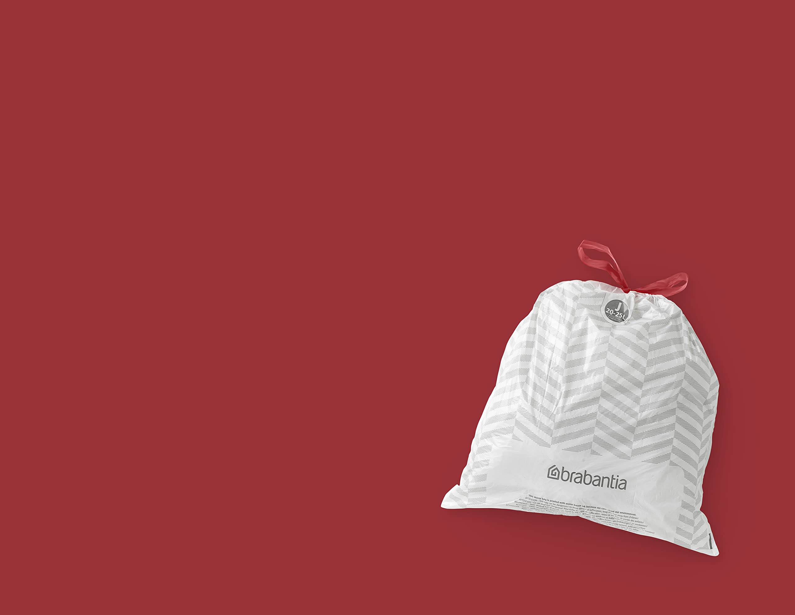 Brabantia Sacs Poubelle PerfectFit Multipack (Code J - 20L / 25L), Ultra Résistant, Poignées Coulissantes, 6 rouleaux (120 Sacs)