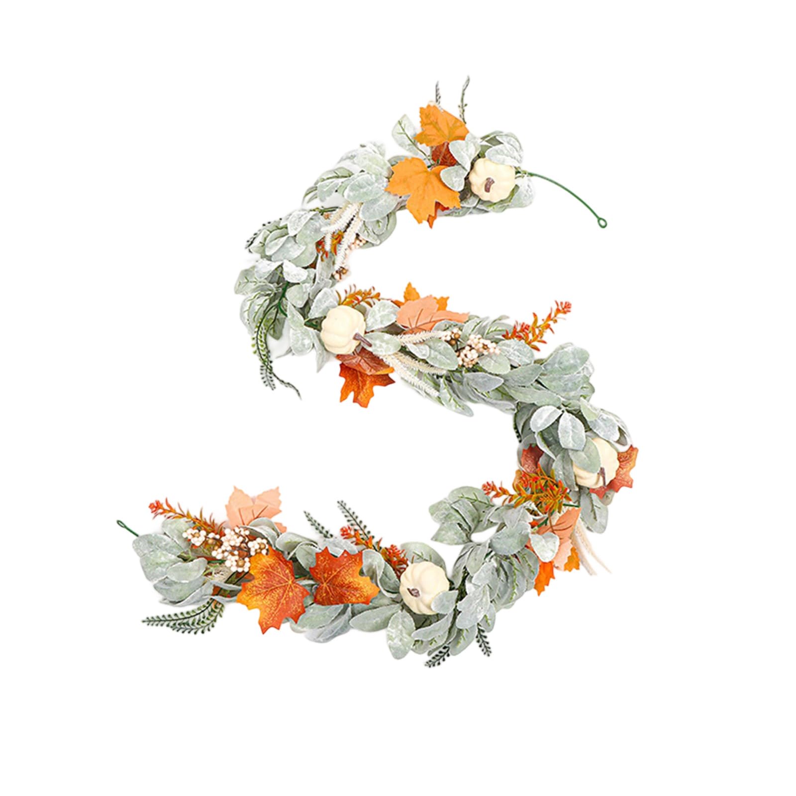 Realistic Silk Maple Vine Wreath, Four-Season Door Window Decoration for Home Holiday Allergy Artificial Fall Leaves Garlands