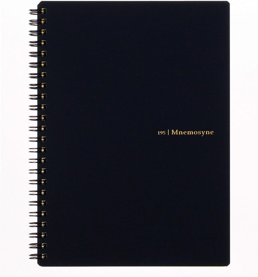 Mnemosyne Notebook, Perforated Pages & Twin Wire-Bound to Lay Flat, Black, Made in Japan (A5 (5.83" x 8.27"), College Ruled)