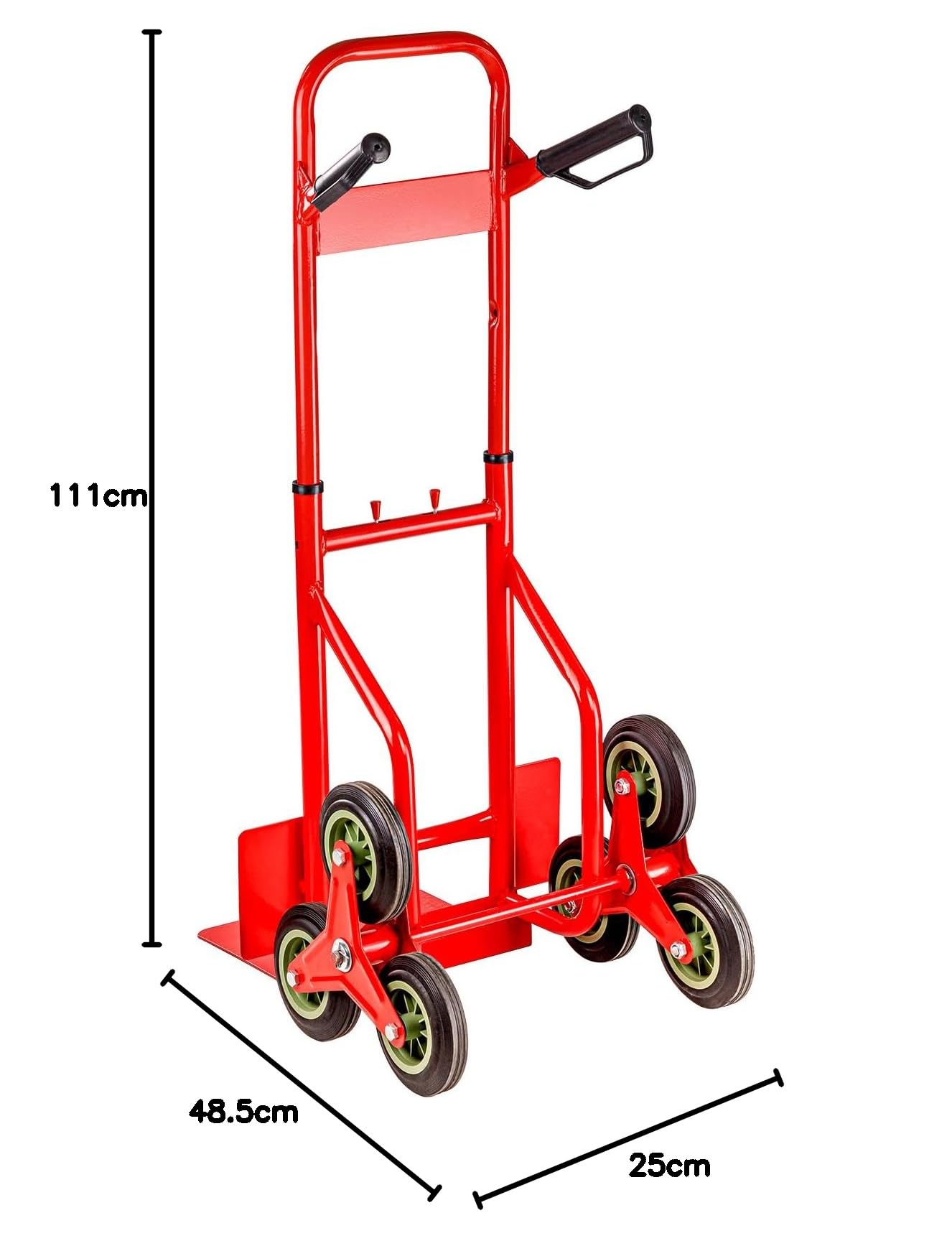 DEMA Stahlrohr Treppenkarre mit 3-Stern-Rädern, Transportkarre, Sackkarre, Treppensteiger - 120 kg, Robust, Kippsicher, Langlebig für Werkstatt, Lager, Umzug