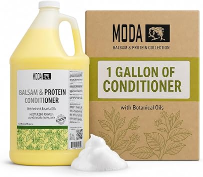 MODA - Moisturizing Conditioner for all Hair Types, Balsam and Protein, 128 Oz, Professional - Strengthens, Moisturizes, Leaves Hair Soft and Shiny, Adds Volume, Protects Color and Restore