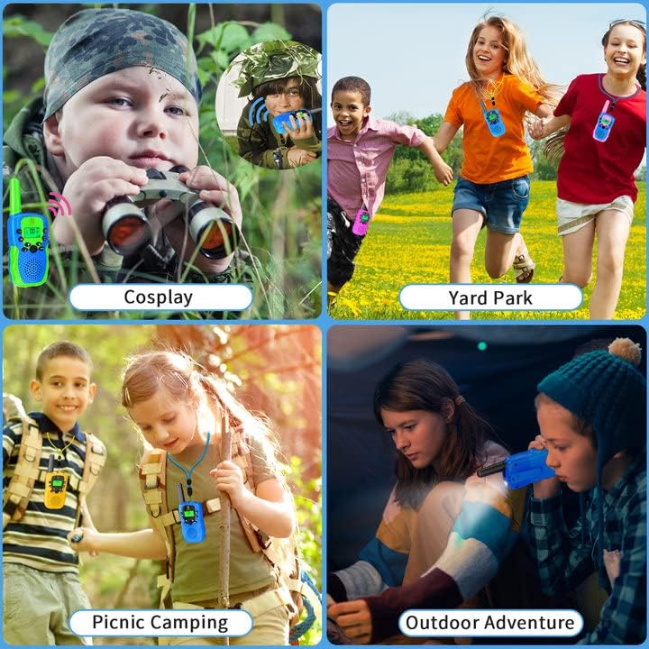 REFUN Walkie Talkie Kids Boys Toys Age 3 4 5 6 7 8 9, Upgrade 8 Channels Walkie Talkies for Kids Christmas Xmas Gifts Toys for 3-12 Year Old Boys Kids Outdoor Games Flashlight Adventure Camping Blue