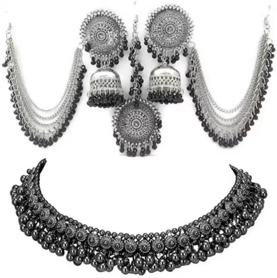 COSMO DUST Fashion Latest Antique Design Stylish Traditional Oxidised Necklace, Chain & Earring Jewellery for Women (B0CB33C8HW) Amazon Price History, Amazon Price Tracker