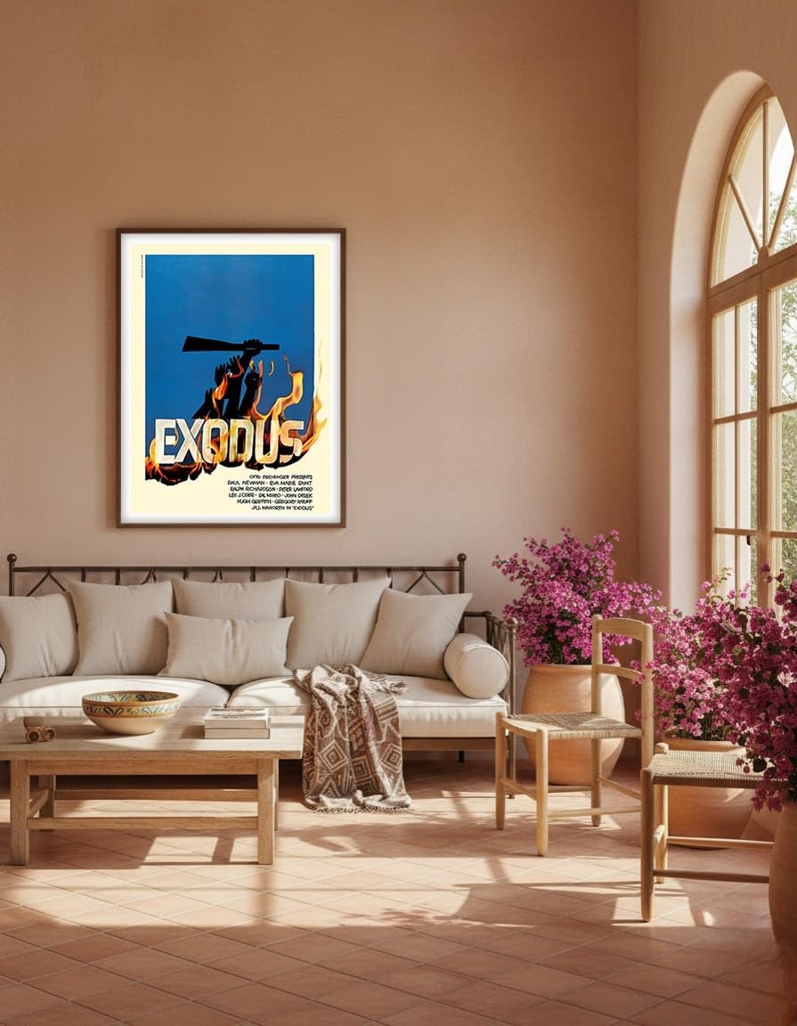 Exodus Motion Picture - Starring Paul Newman Eva Marie Saint - Jewish State of Israel - Vintage Film Movie Poster by Saul Bass c.1961 - Fine Art Matte Paper Print (Unframed) 11x14in