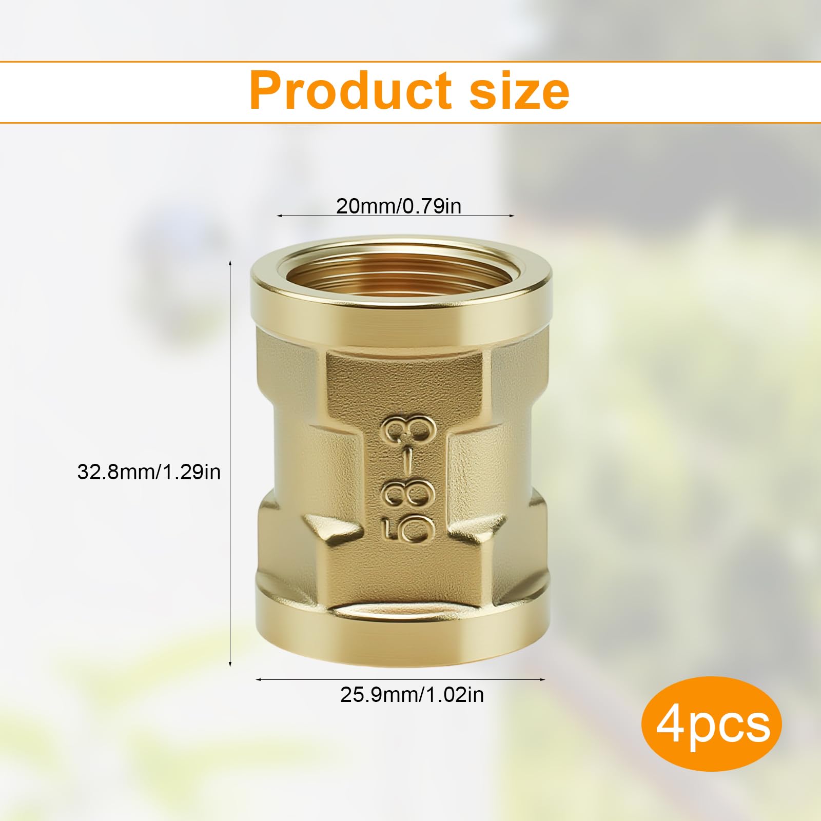 4 Manguitos De Latón G1/2" (1/2 Pulgada) - Conector Doble Rosca Hembra, Para Conexión De Tuberías De Agua, Calefacción O Industria