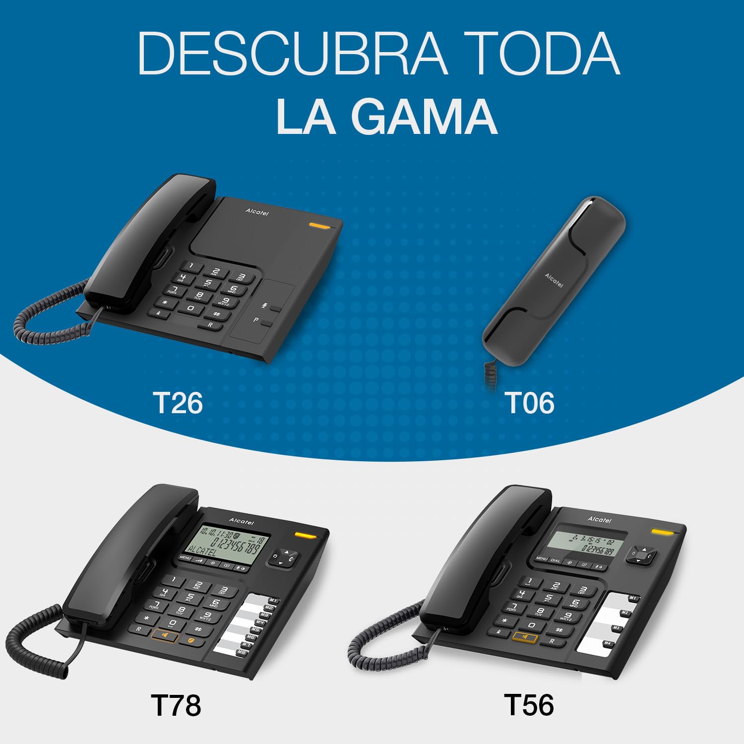 ALCATEL T56 - Teléfono con Cable - Pantalla Digital - Manos Libres - Registro de Llamadas - Rellamada - 4 memorias directas - Negro — view 4
