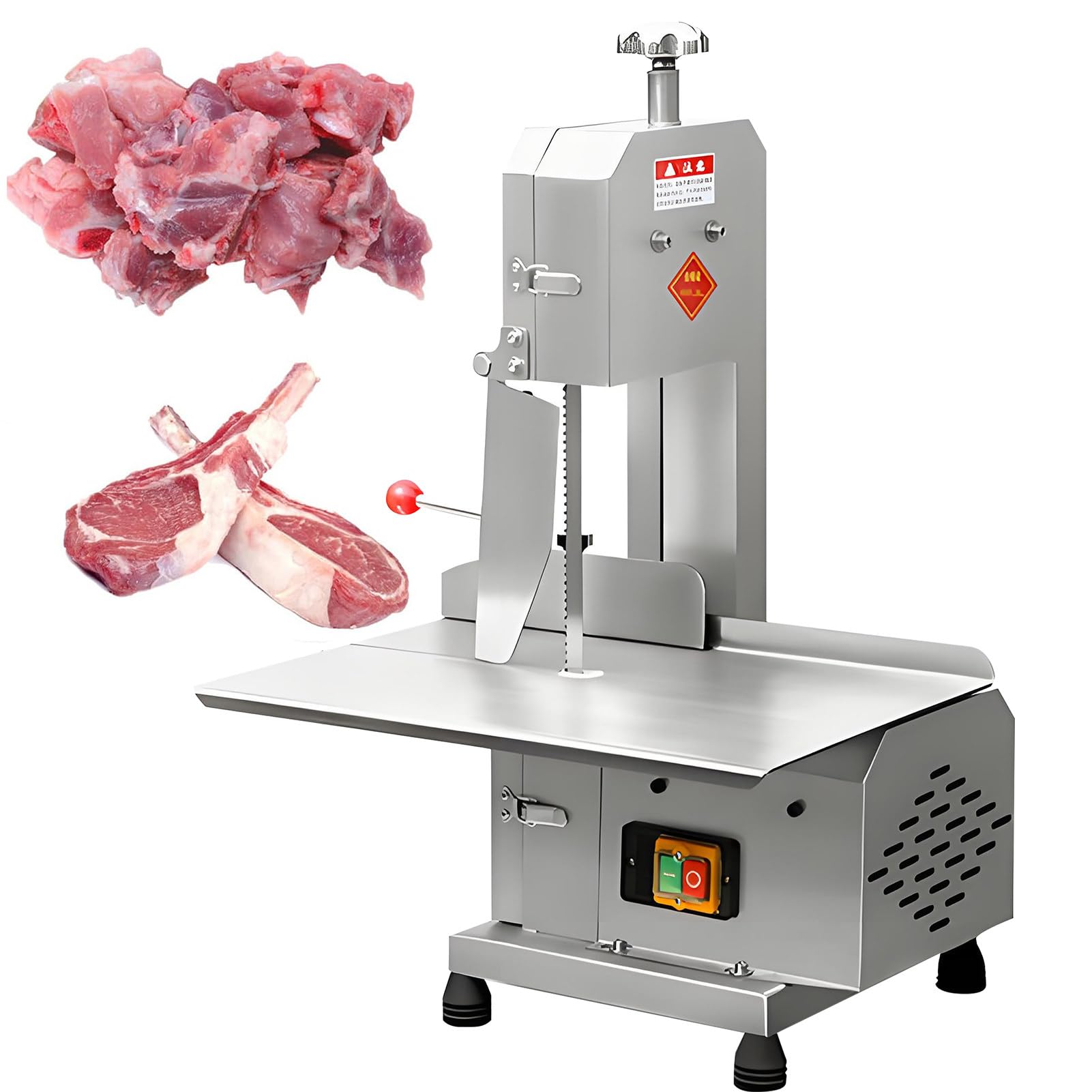 FHRKA Electric Bone Saw Machine,Commercial Bandsaw for Cutting Meat and Fresh Bone Meat,750W Slicer with Blade,Saw Blade Length 1260mm