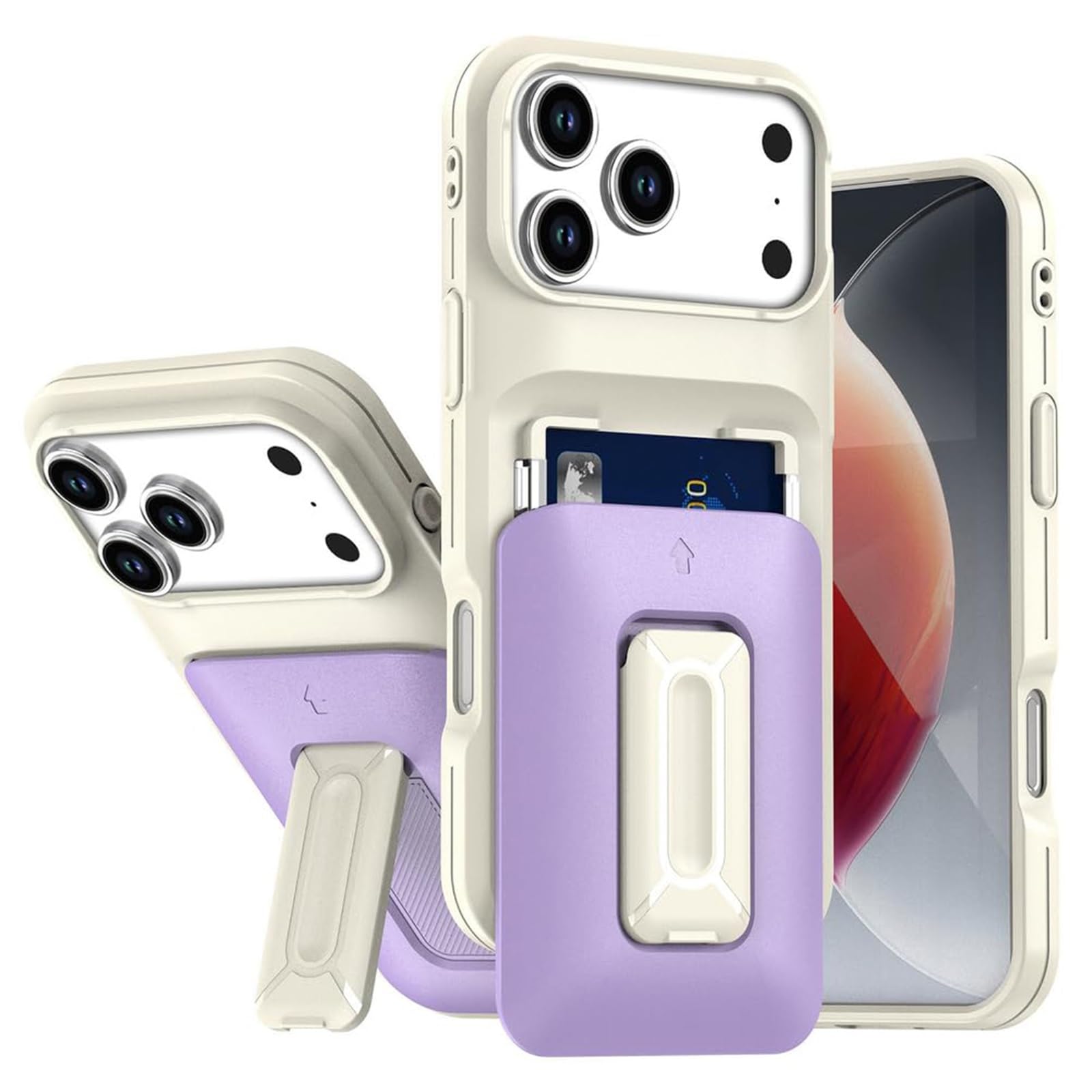 Etui na iPhone 17 Pro Max/17 Pro/Air/17, etui portfelowe z obudową z podpórką (fioletowe, 17 Pro)