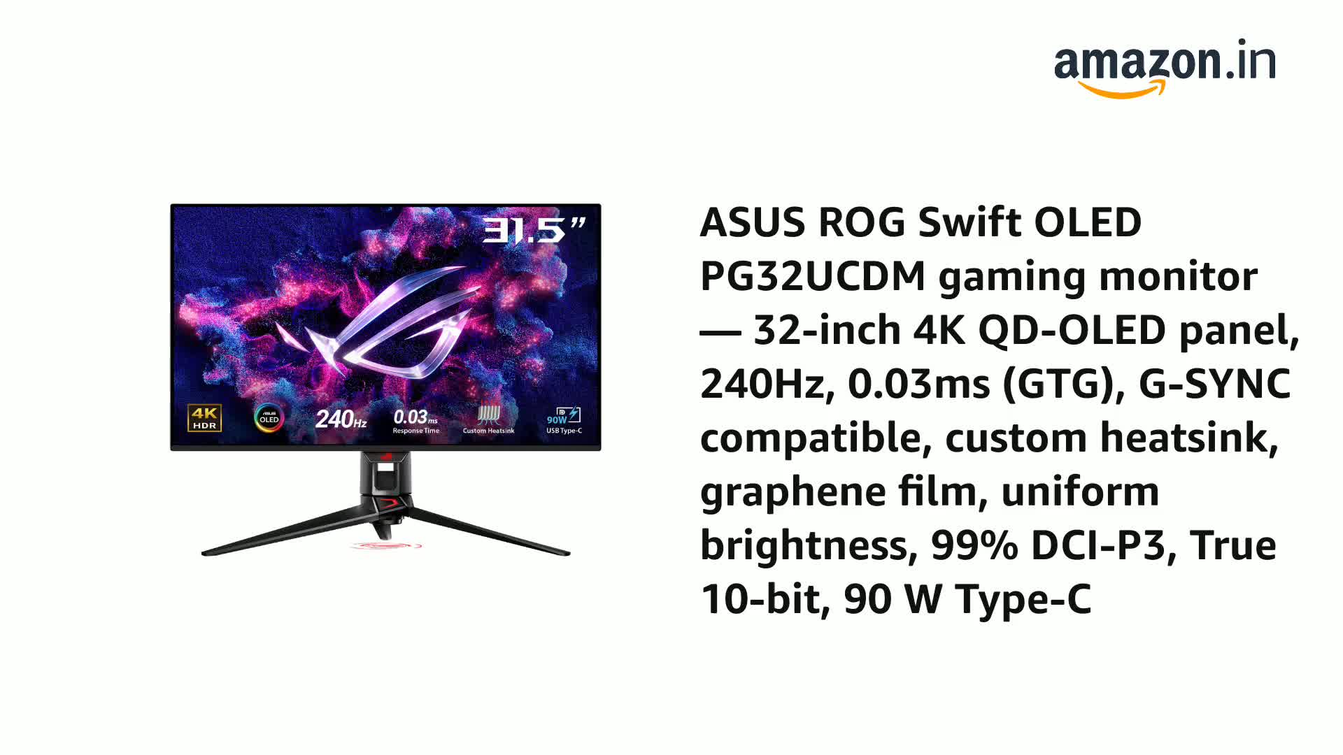 ASUS ROG Swift OLED PG32UCDM gaming monitor ― 32-inch 4K QD