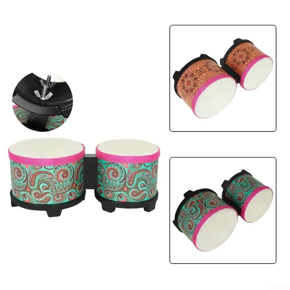 ReachMall Bongo Tambour à main éducatif pour tout-petits en caoutchouc ABS son lumineux facile à jouer de la musique (texture orange)
