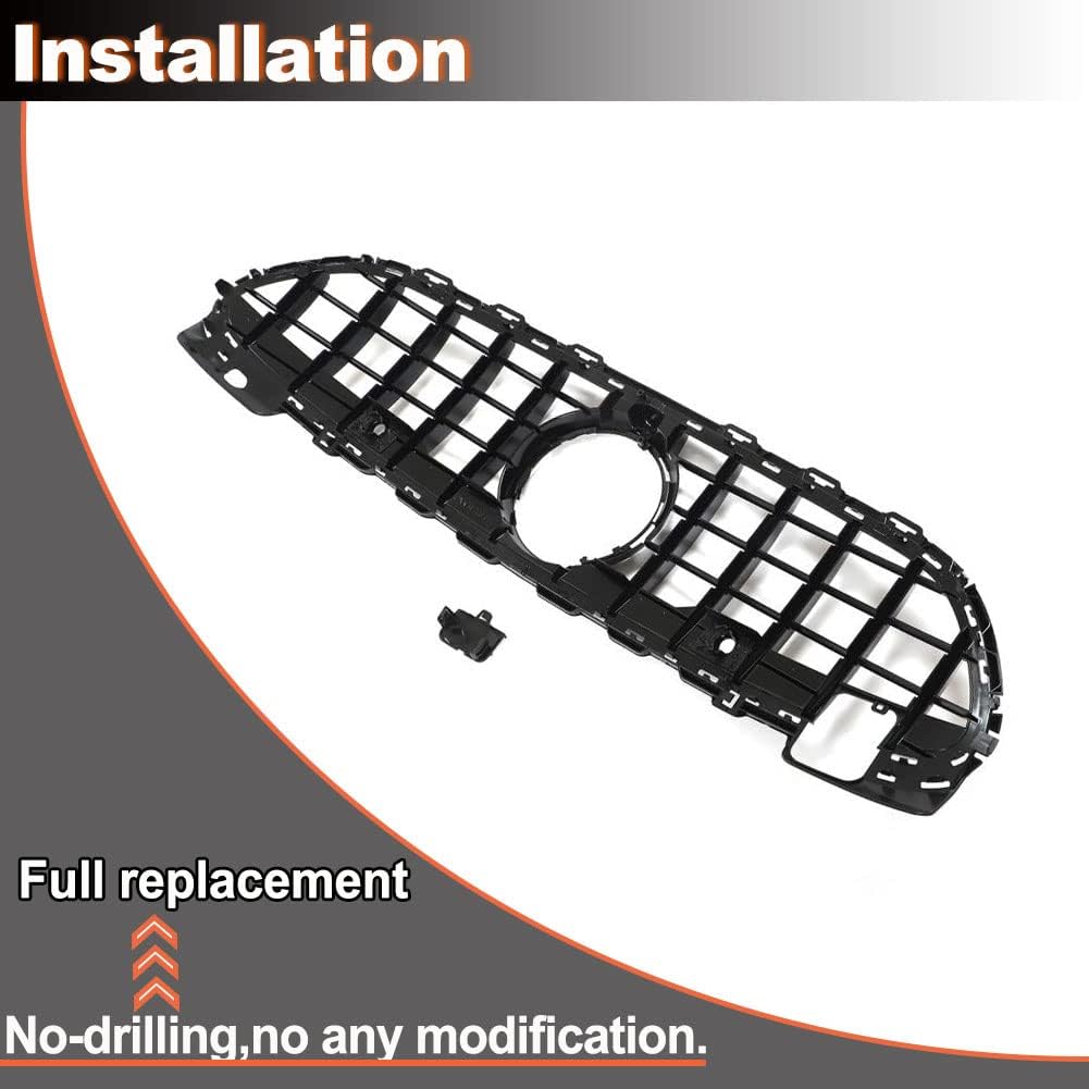 MCARCAR KIT Front Hood Grill Grille Fits for Mercedes-Benz C-Class w206 C200 C300 2022-2023 Front Upper Grill Bumper Mesh Grill Grille (Silver)